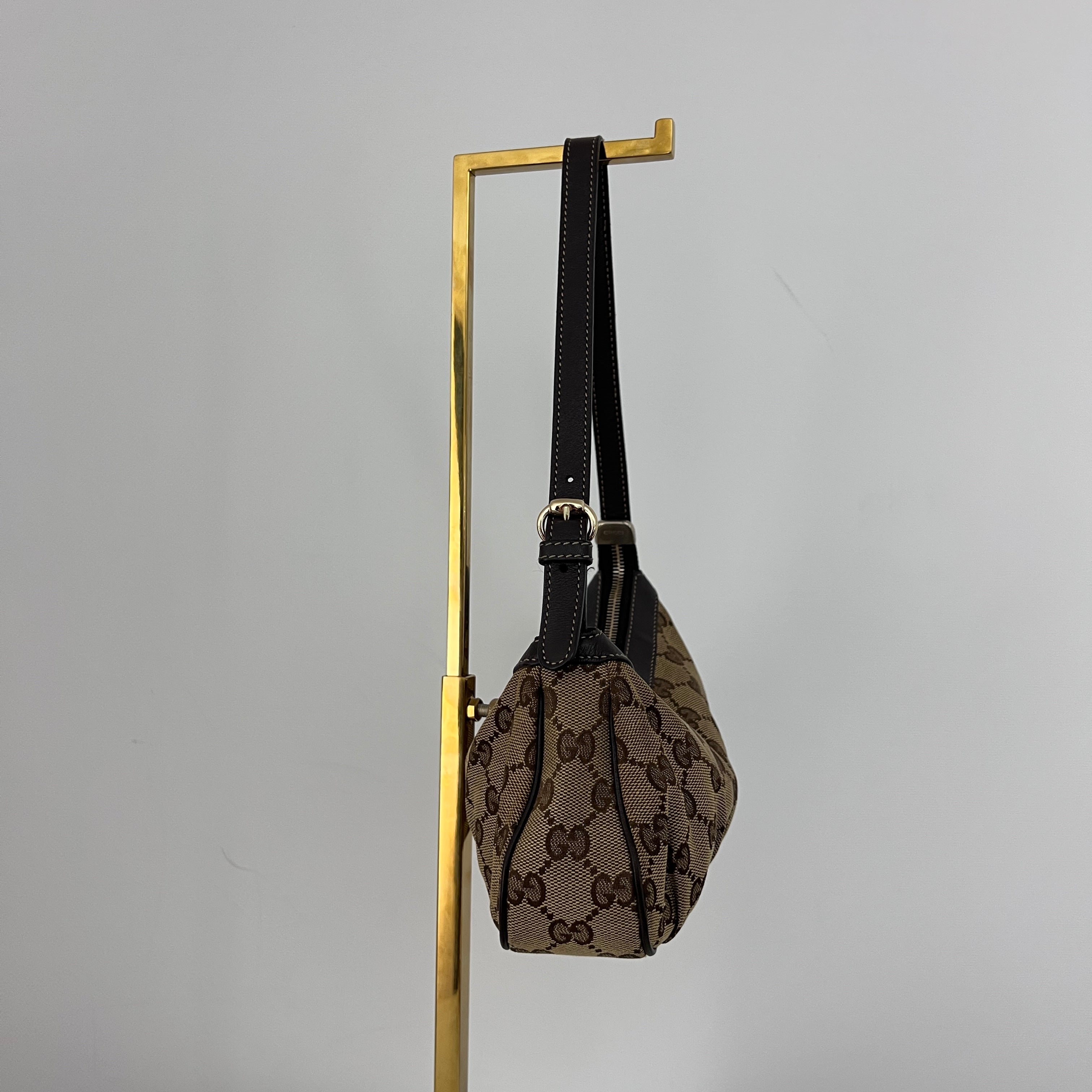 Sac GUCCI Hobo toile et cuir marron
