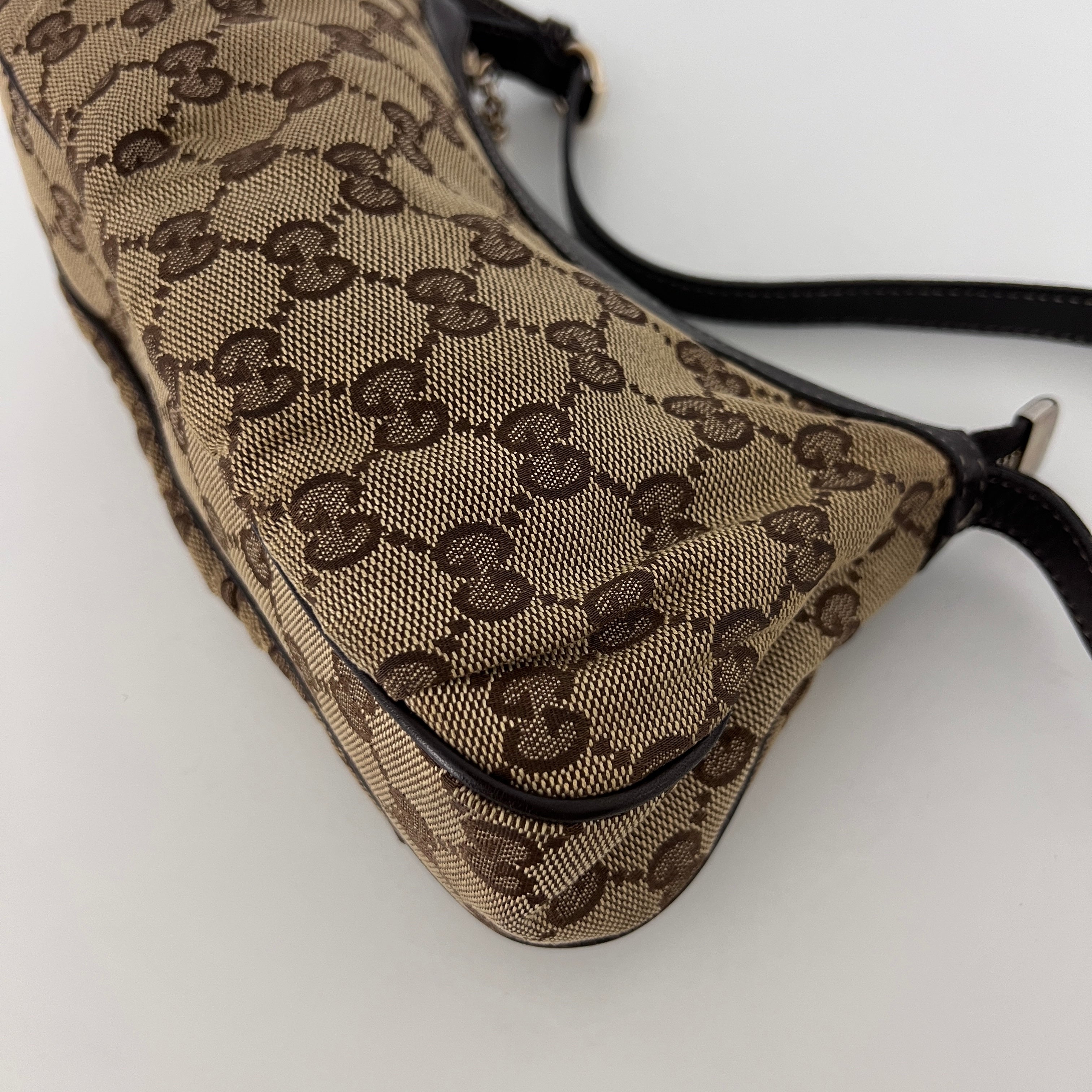 Sac GUCCI Hobo toile et cuir marron