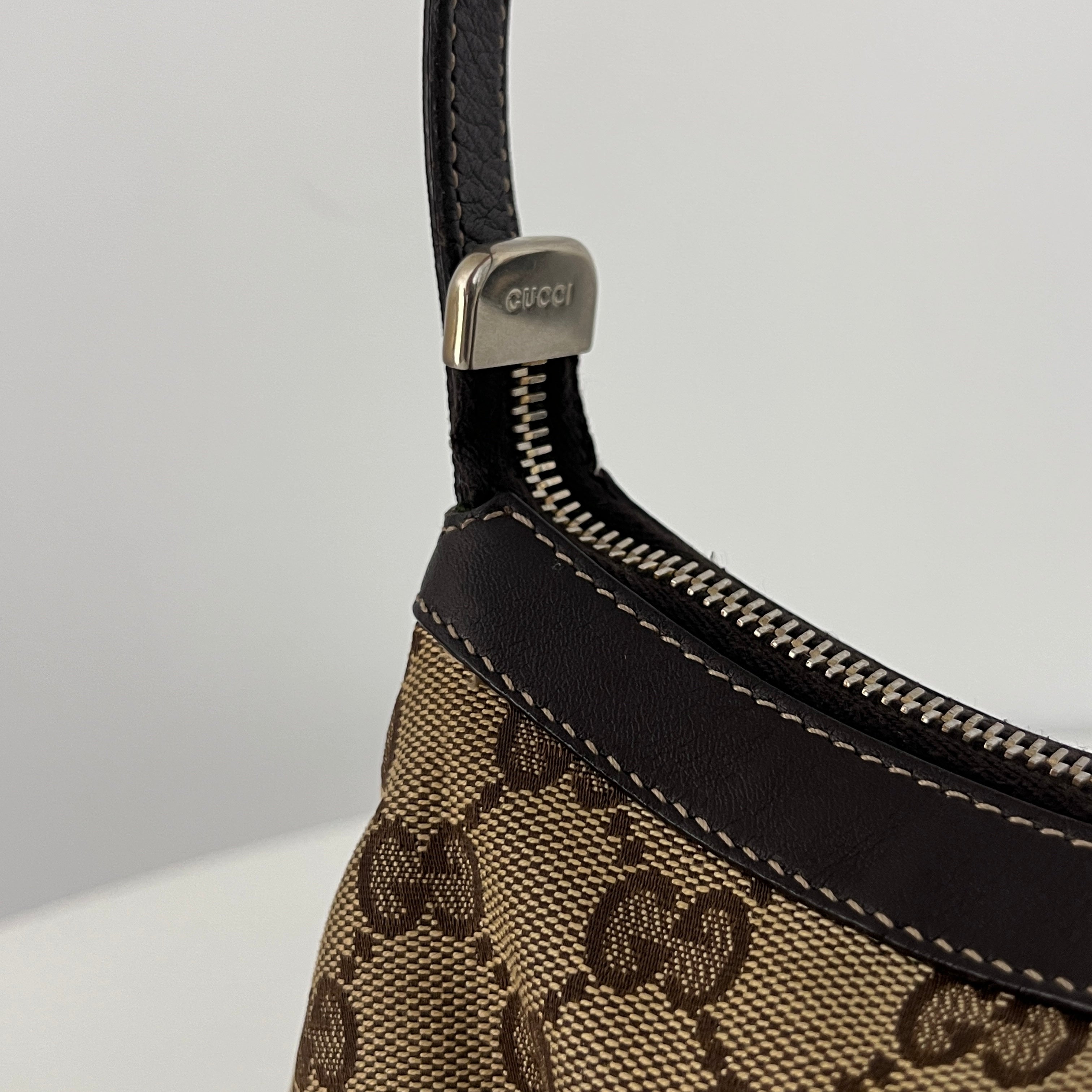 Sac GUCCI Hobo toile et cuir marron
