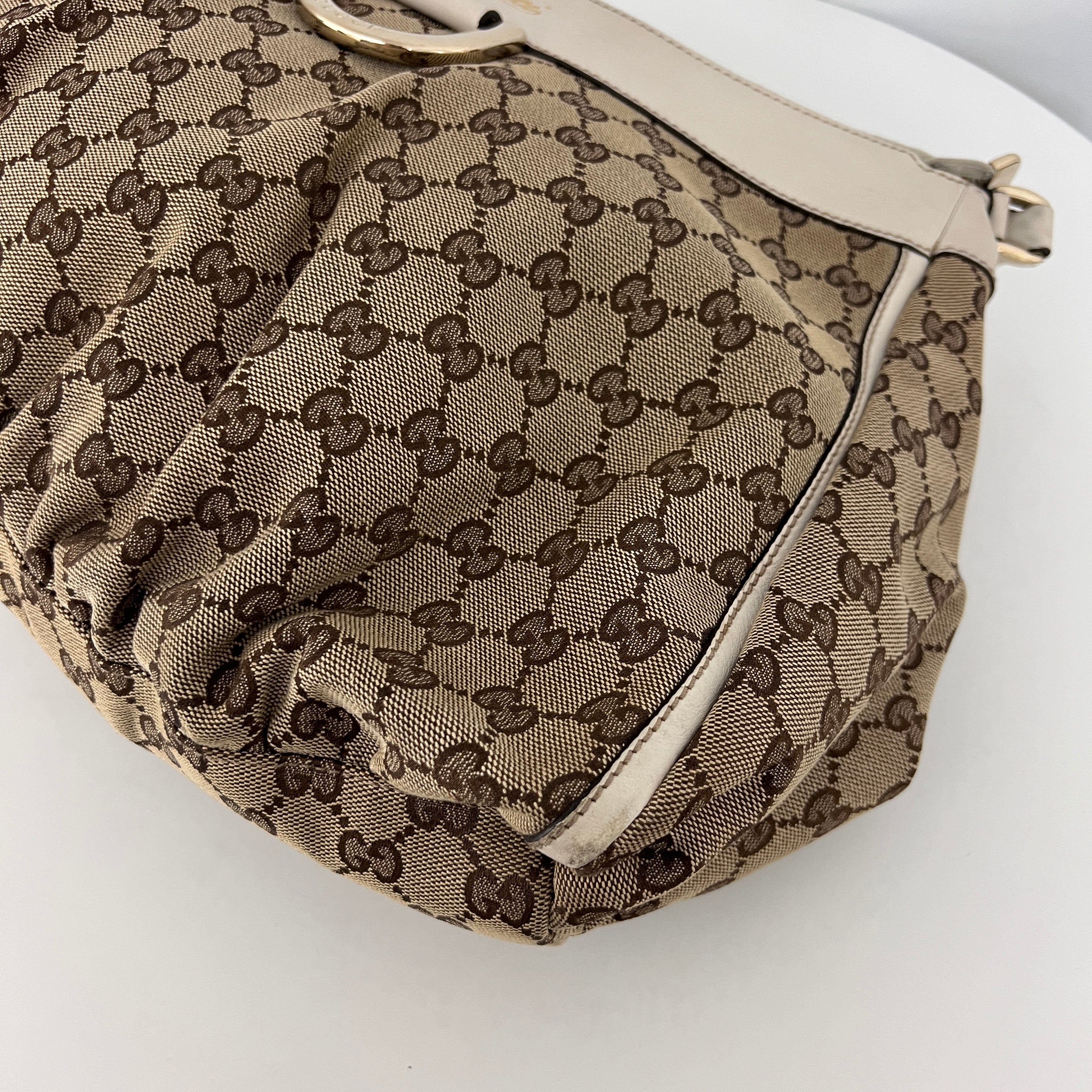 Sac GUCCI Hobo toile et cuir marron