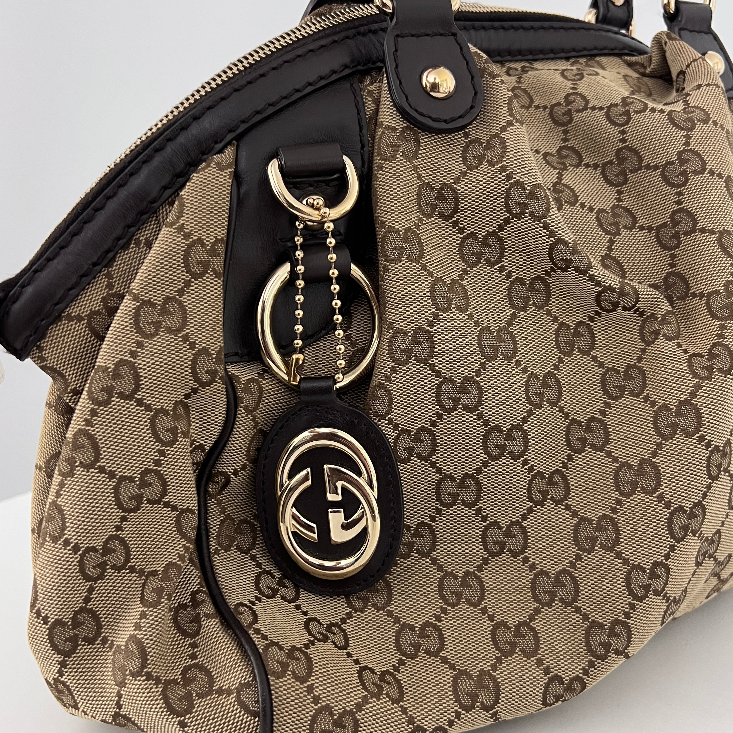 Sac GUCCI Sukey toile et cuir marron
