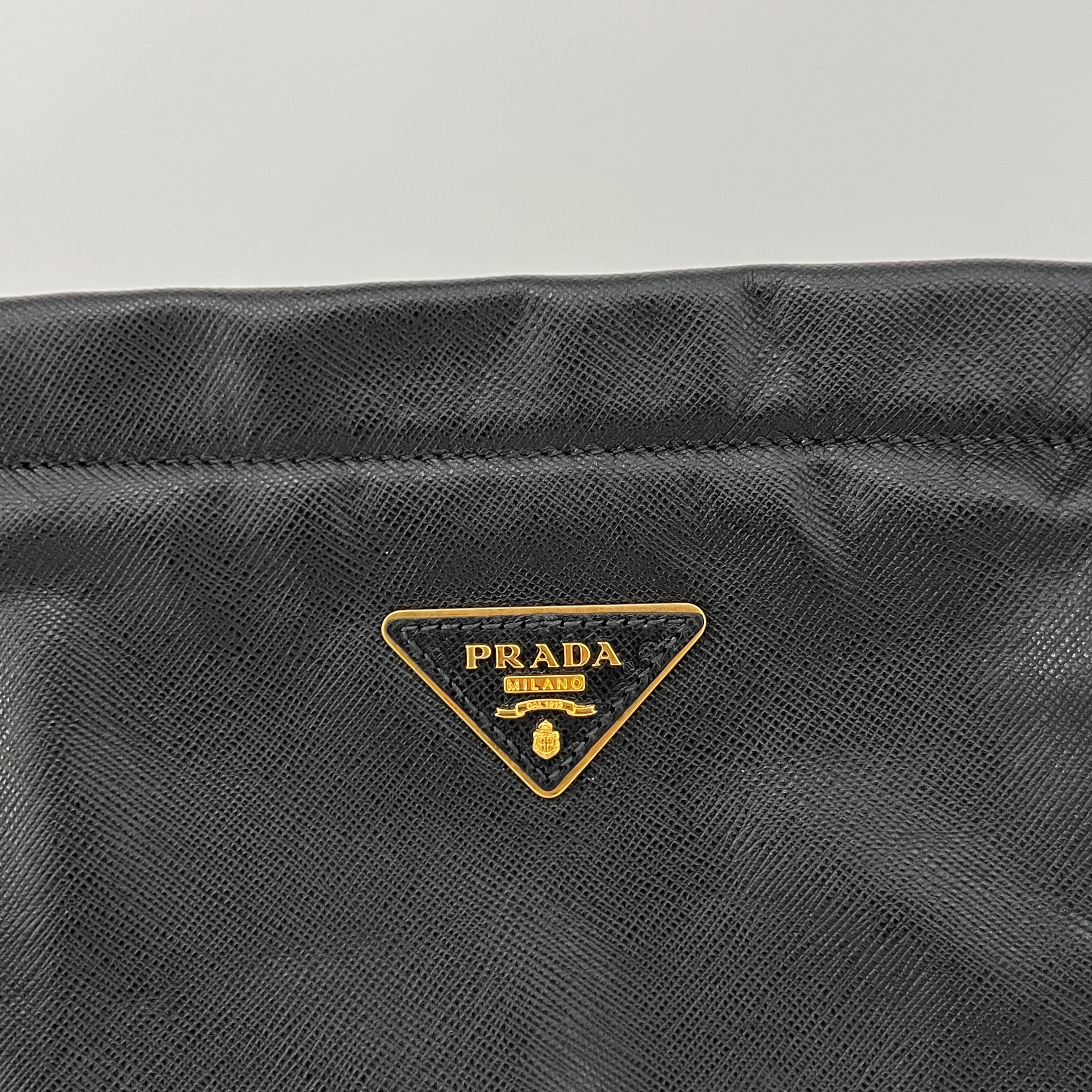 Sac à bandoulière PRADA Hobo cuir Saffiano noir