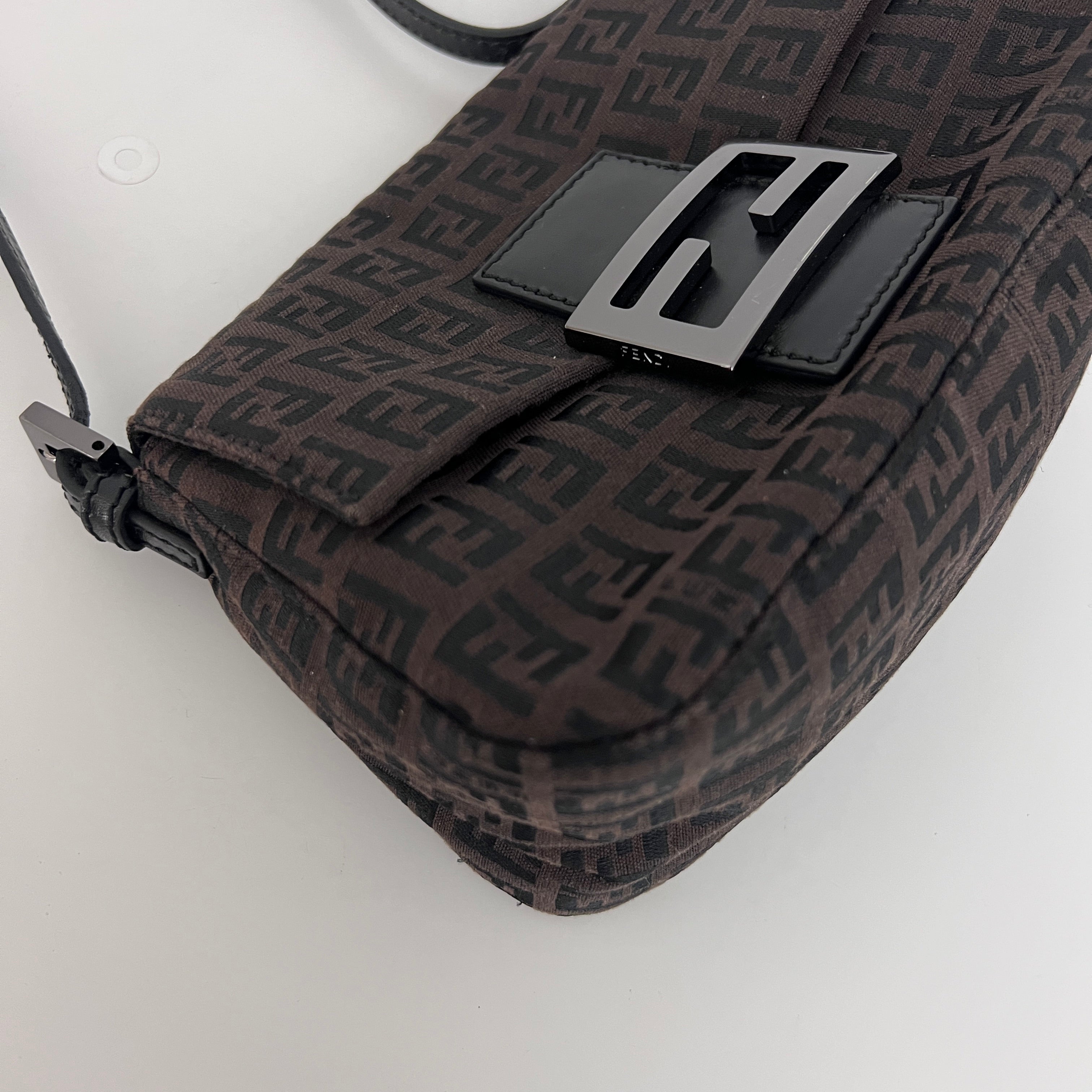 Sac FENDI Mini Mamma toile et cuir marron