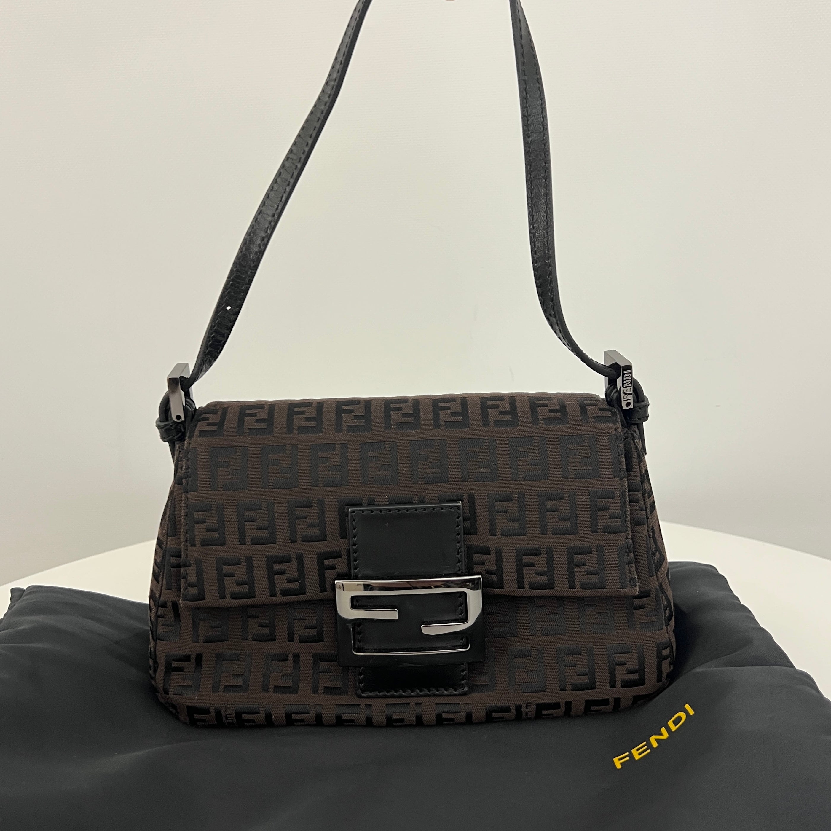 Sac FENDI Mini Mamma toile et cuir marron