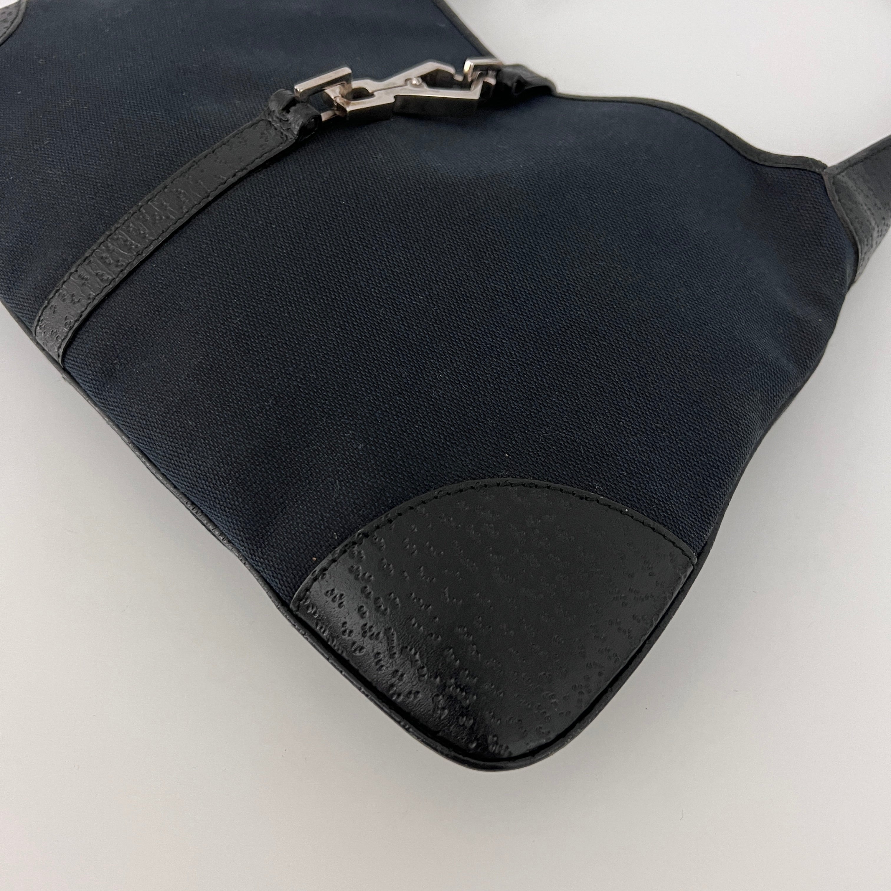 Sac GUCCI Jackie Bamboo toile et cuir noir