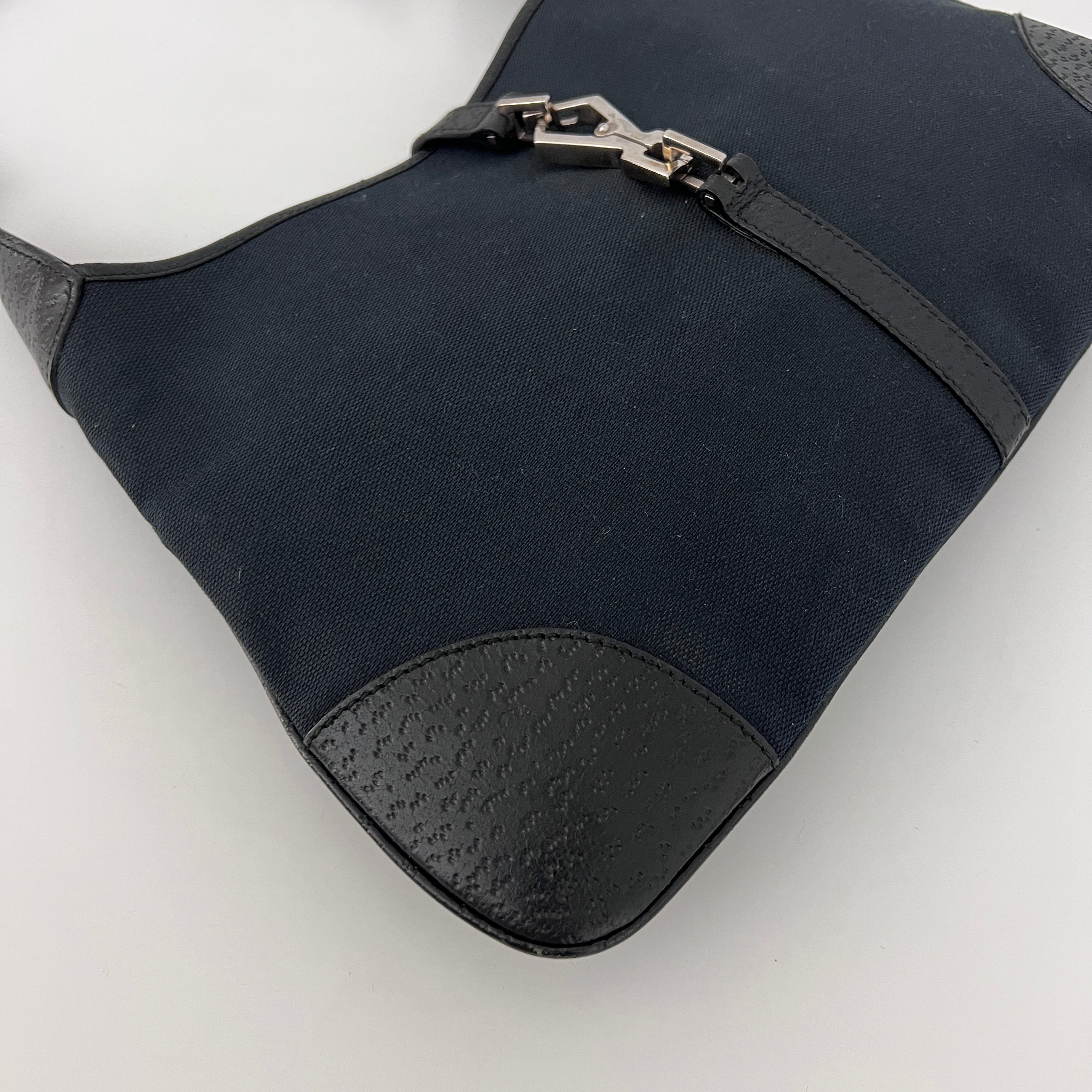 Sac GUCCI Jackie Bamboo toile et cuir noir