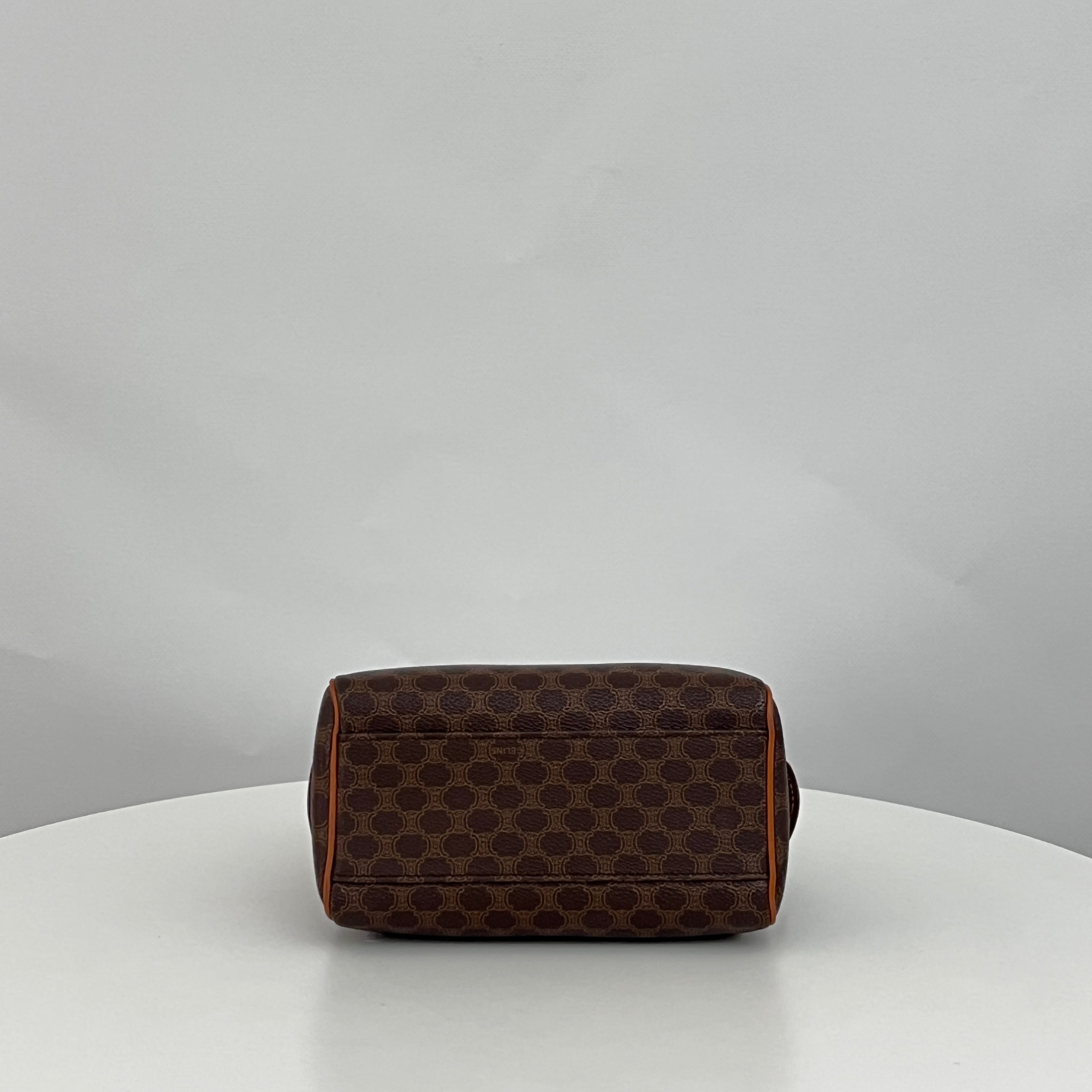 Sac CELINE Mini Boston toile et cuir marron