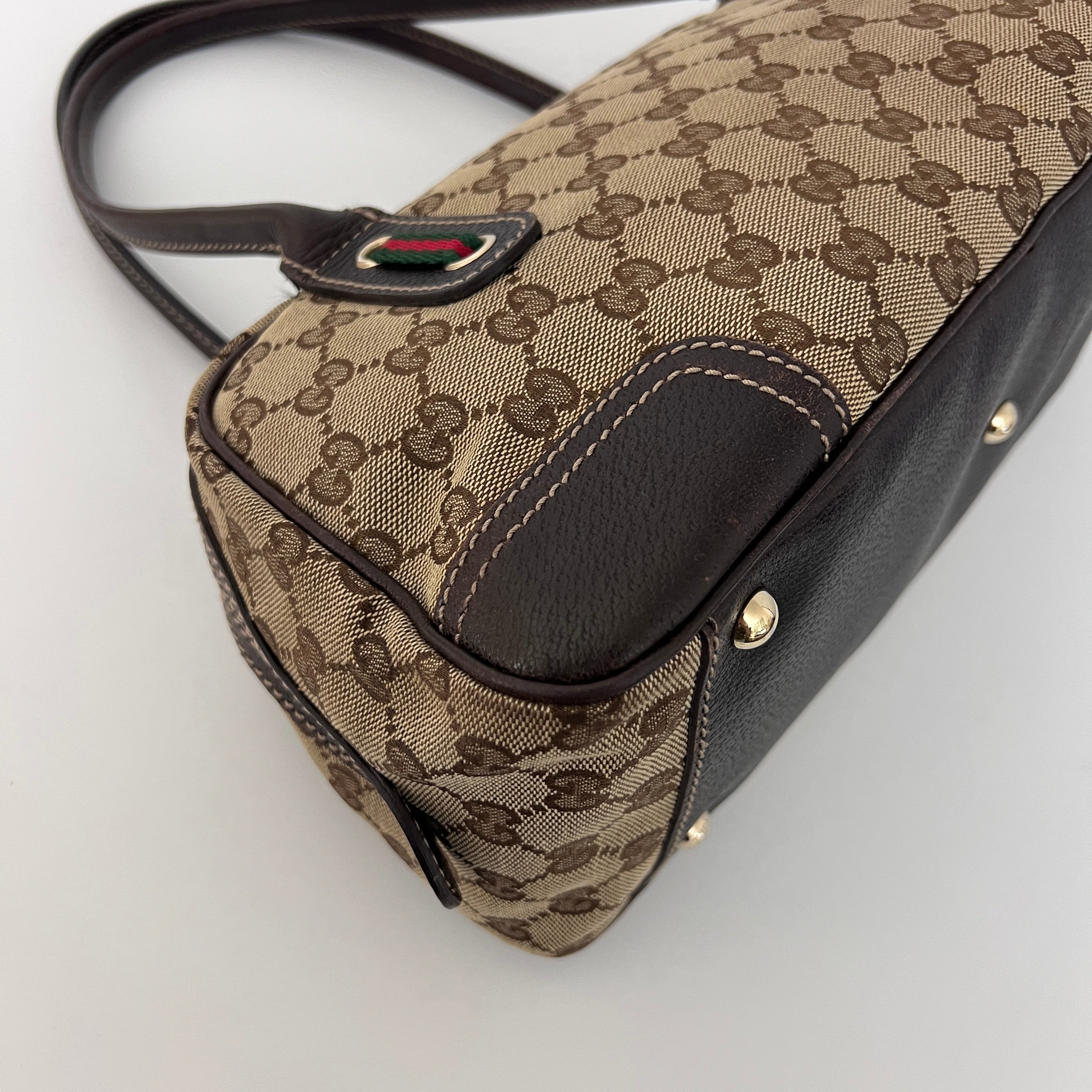 Sac GUCCI Princy Boston Sherry toile et cuir marron
