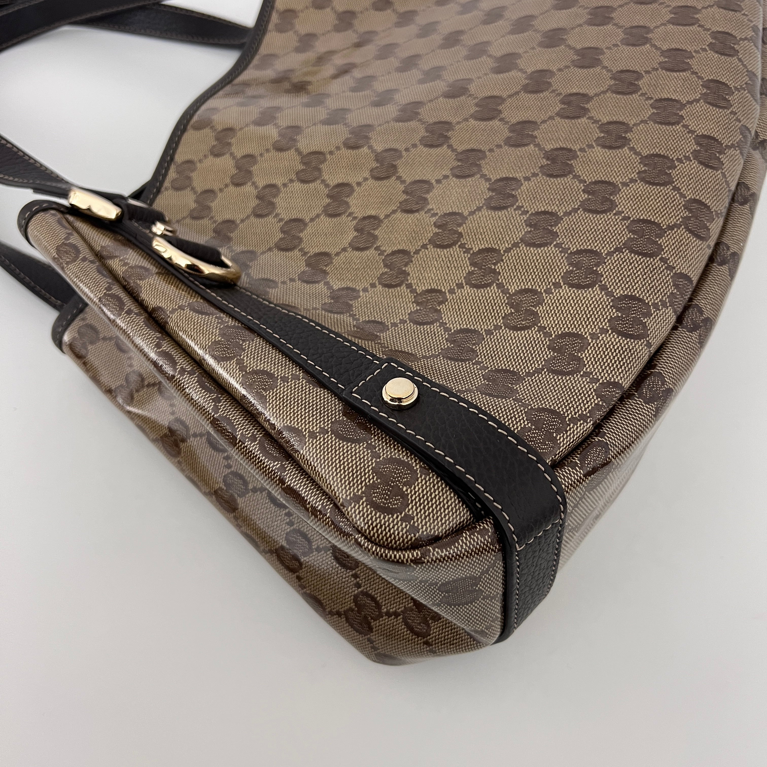 Sac GUCCI Pelham toile verni et cuir marron