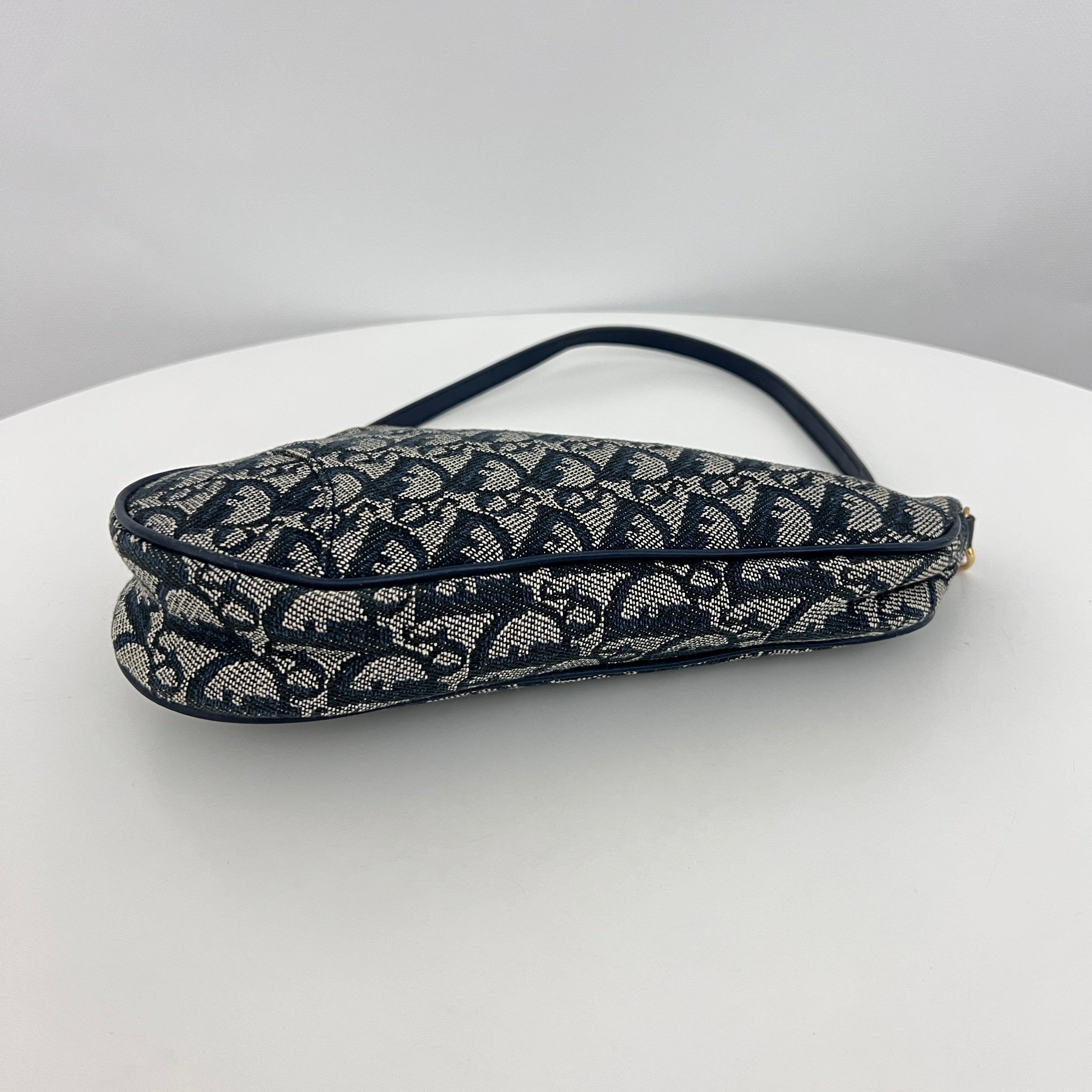 Sac DIOR Saddle Pouch toile et cuir bleu marine