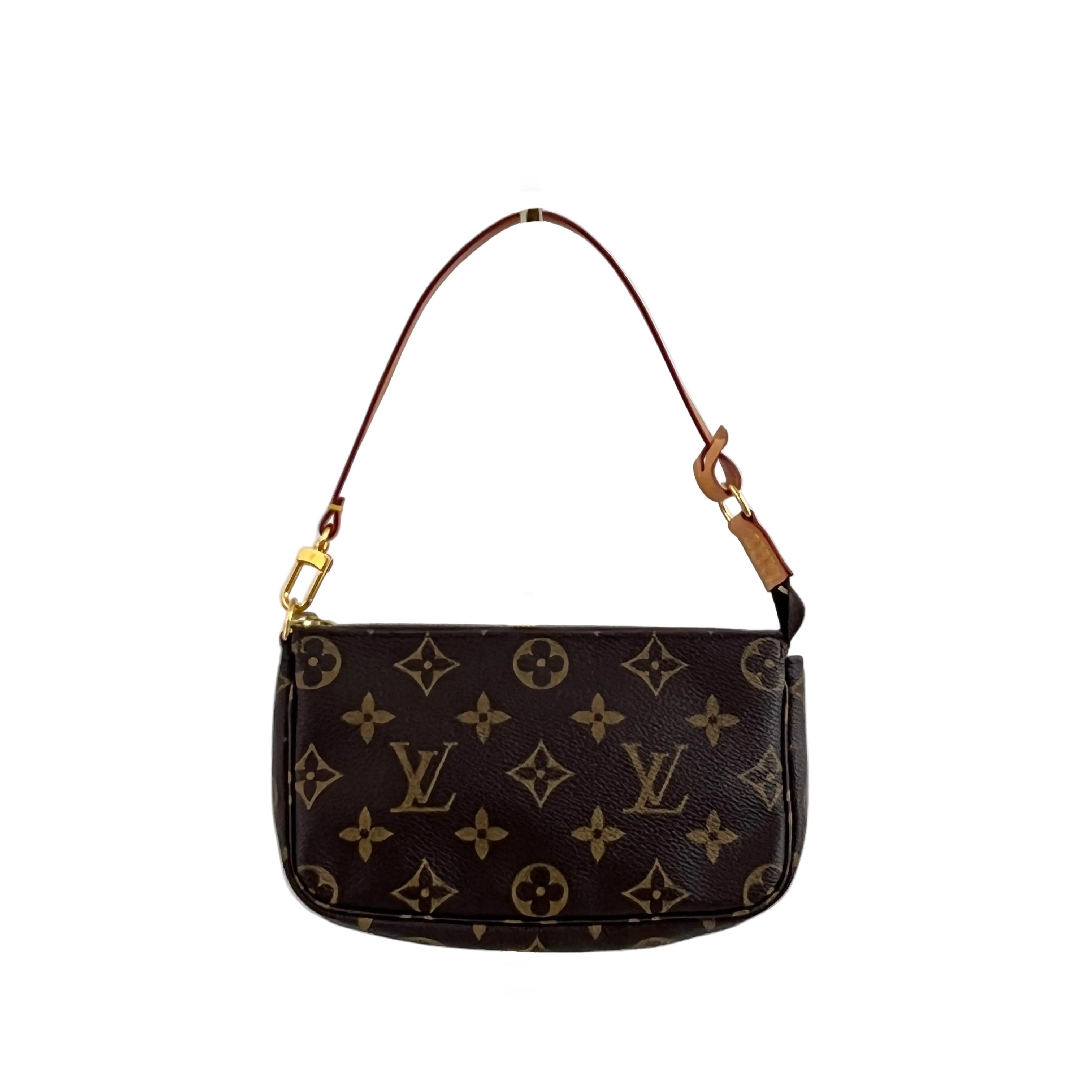 Sac LOUIS VUITTON Mini Pochette Accessoires toile et cuir marron vintage 2003
