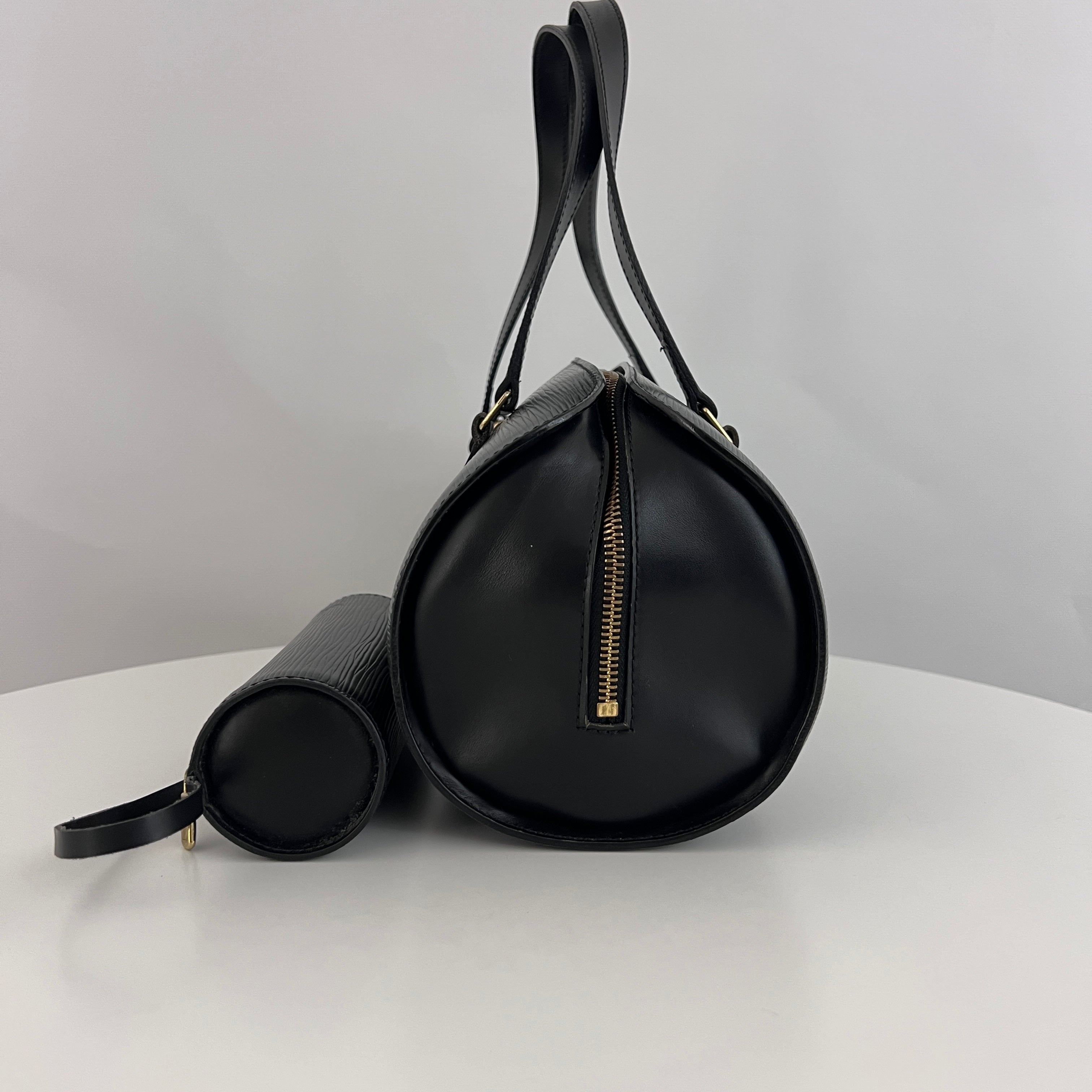 Sac LOUIS VUITTON Soufflot cuir épi noir vintage 1998