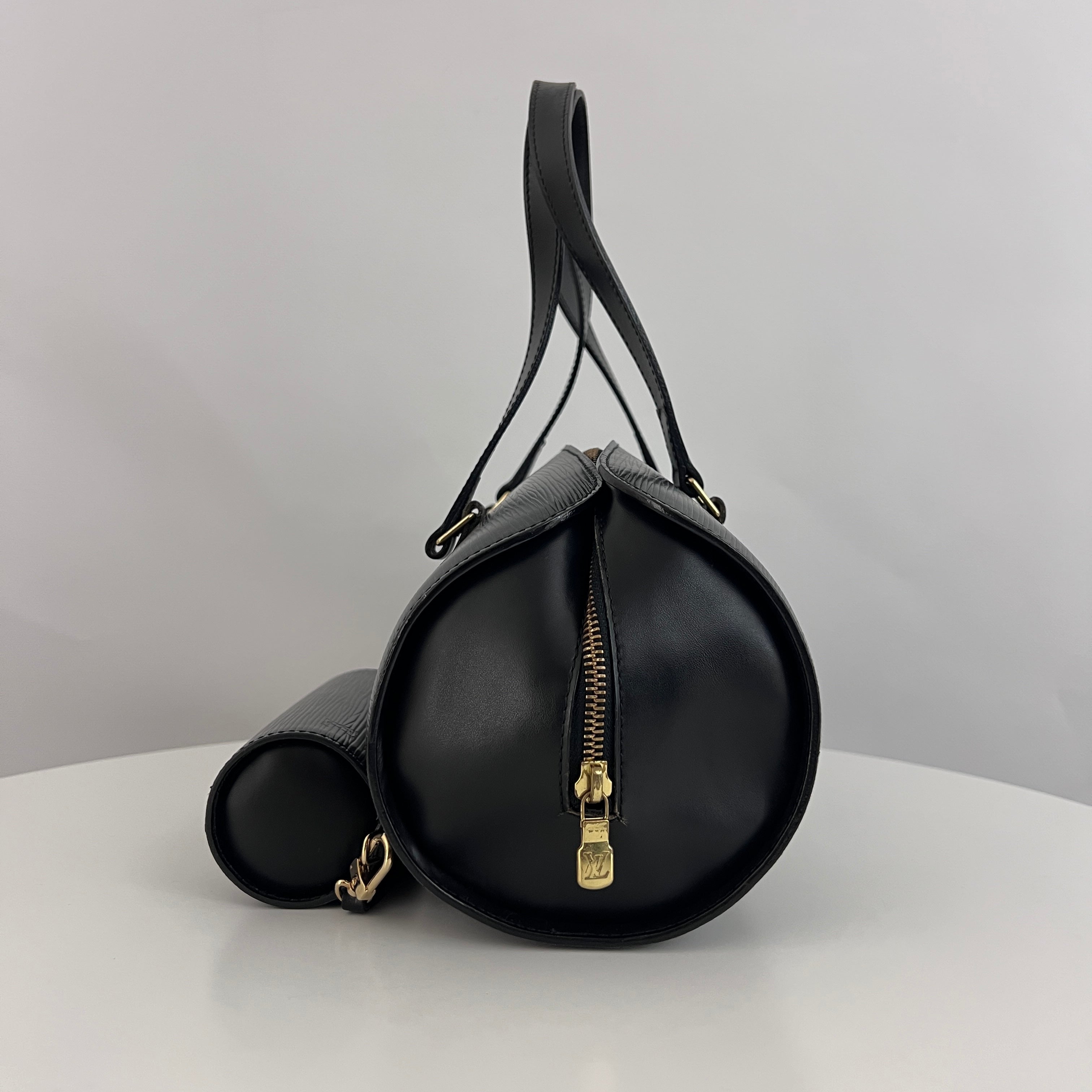 Sac LOUIS VUITTON Soufflot cuir épi noir vintage 1998