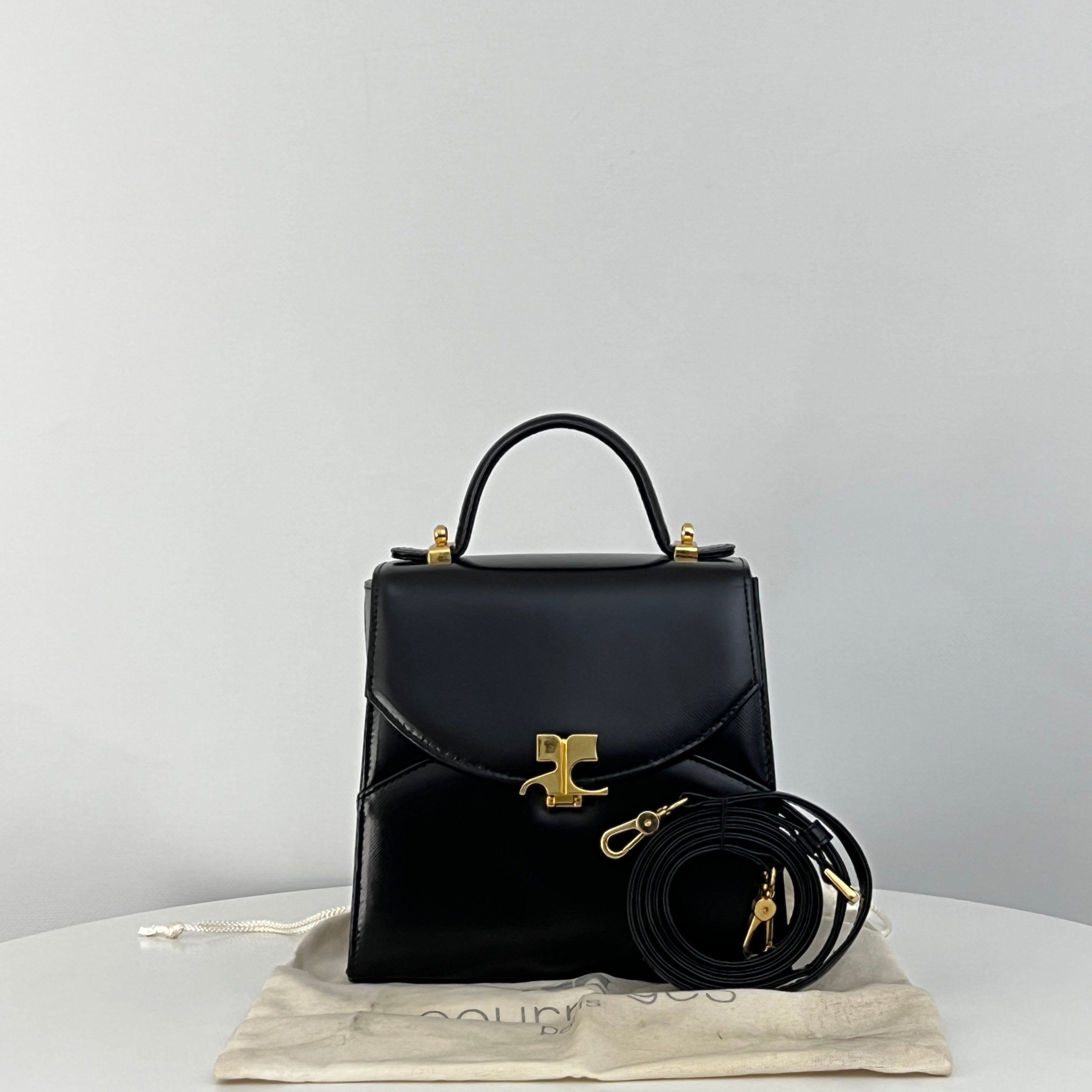 Sac COURRÈGES 2 Way cuir grainé noir