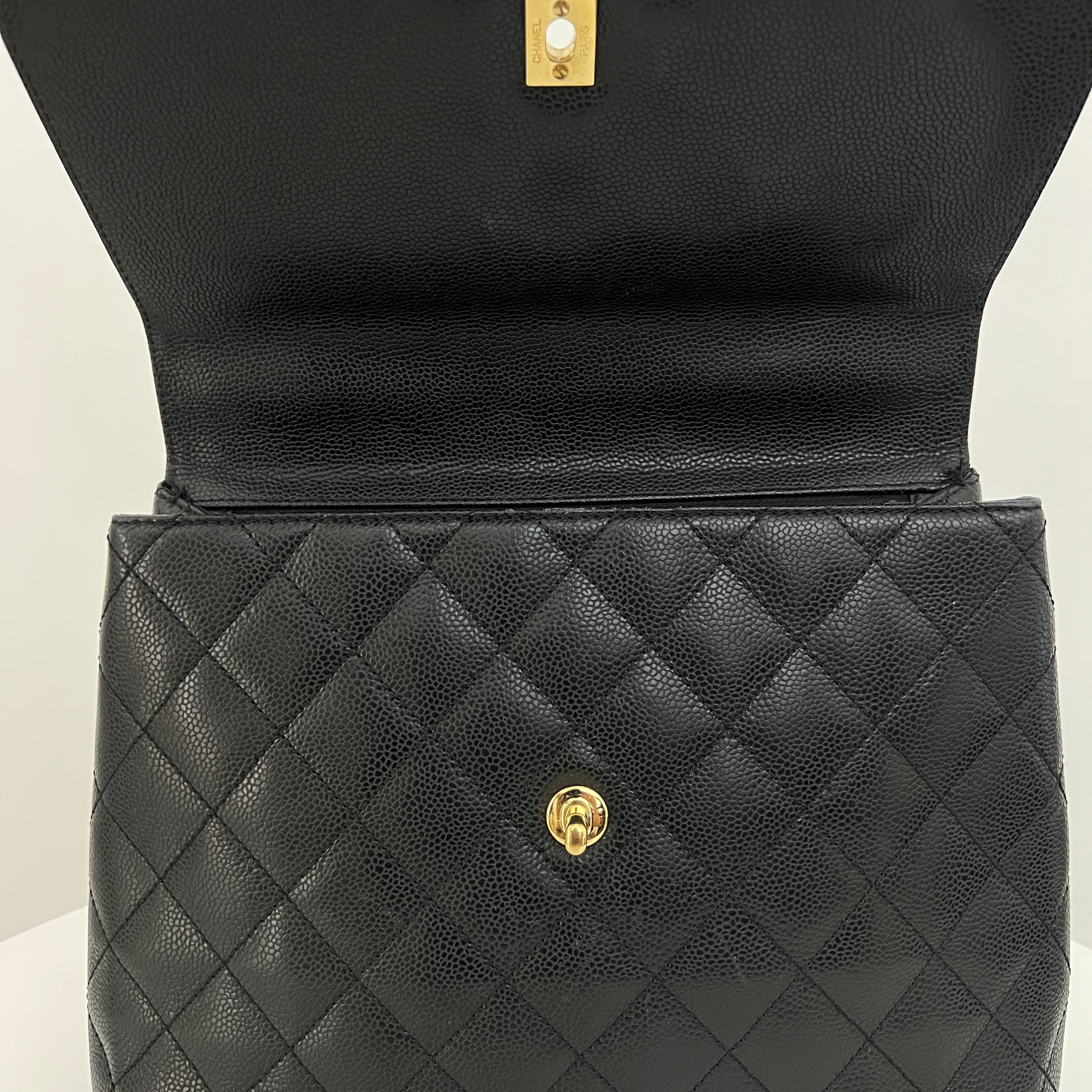 CHANEL Top Handle bag black caviar leather vintage 2003-2004
