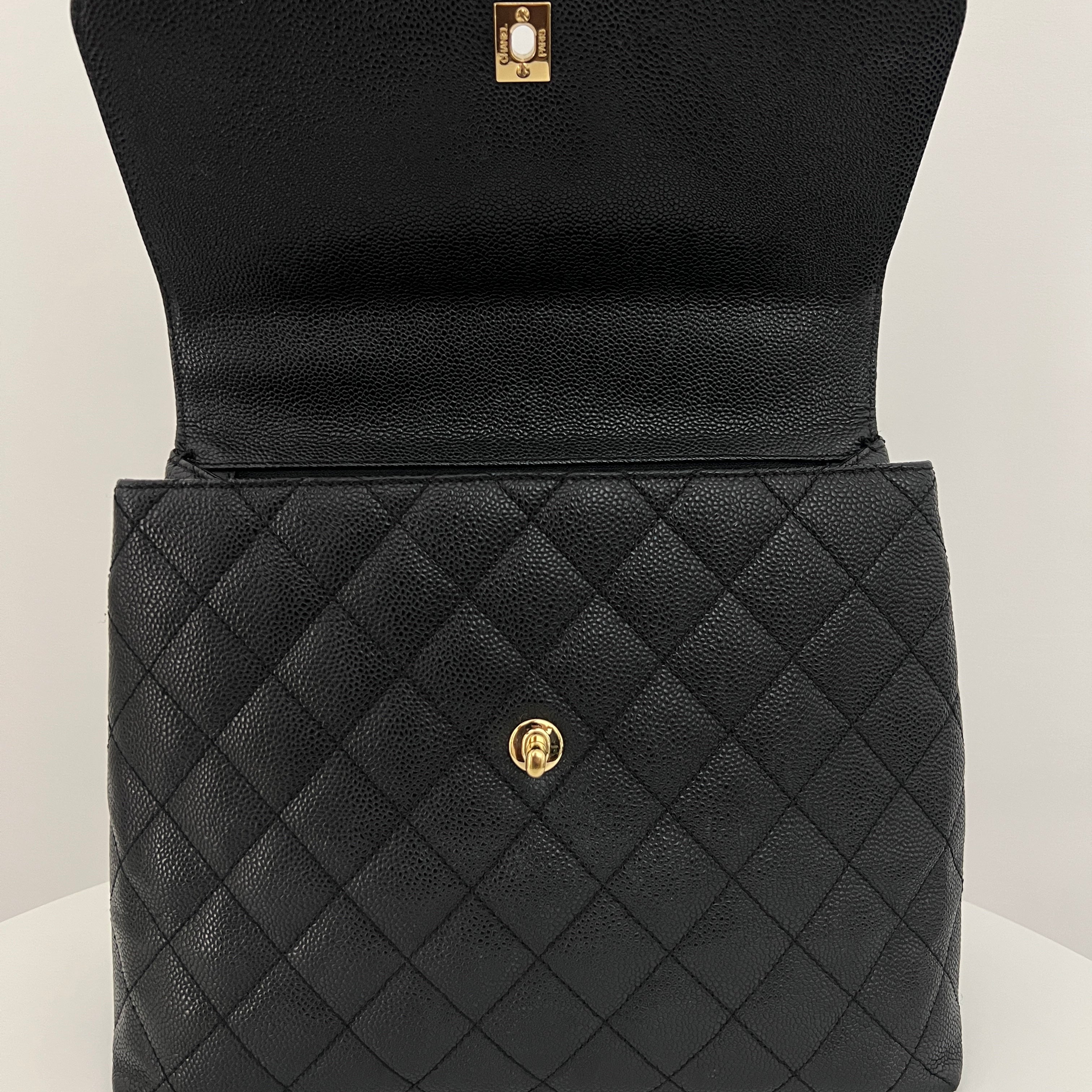 CHANEL Top Handle bag black caviar leather vintage 2003-2004