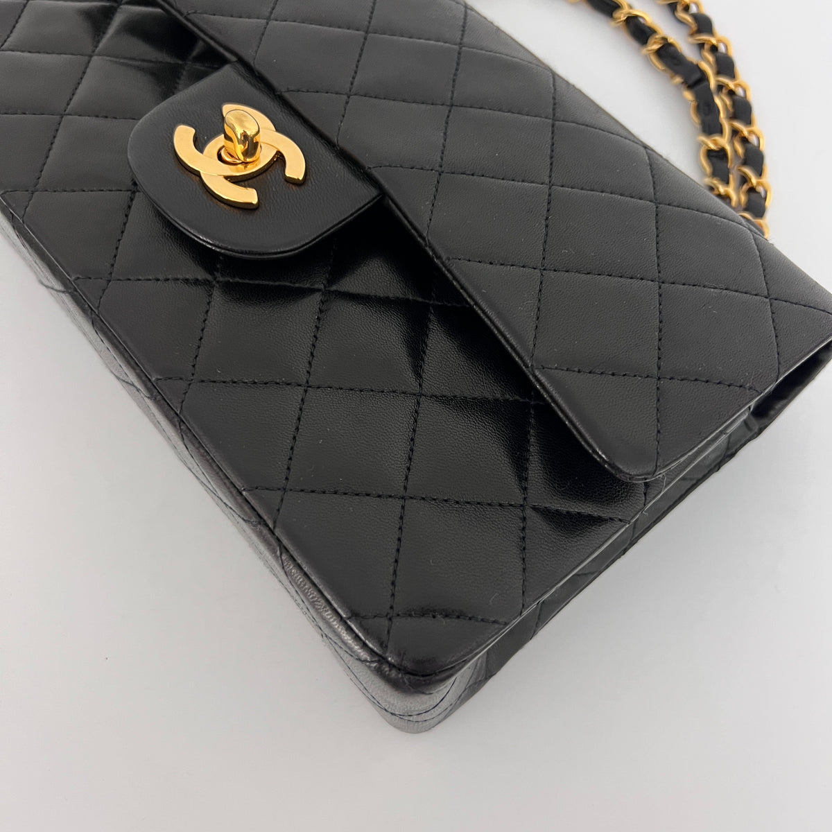 CHANEL Classic Small Flap shoulder bag black lambskin vintage 1991-1994