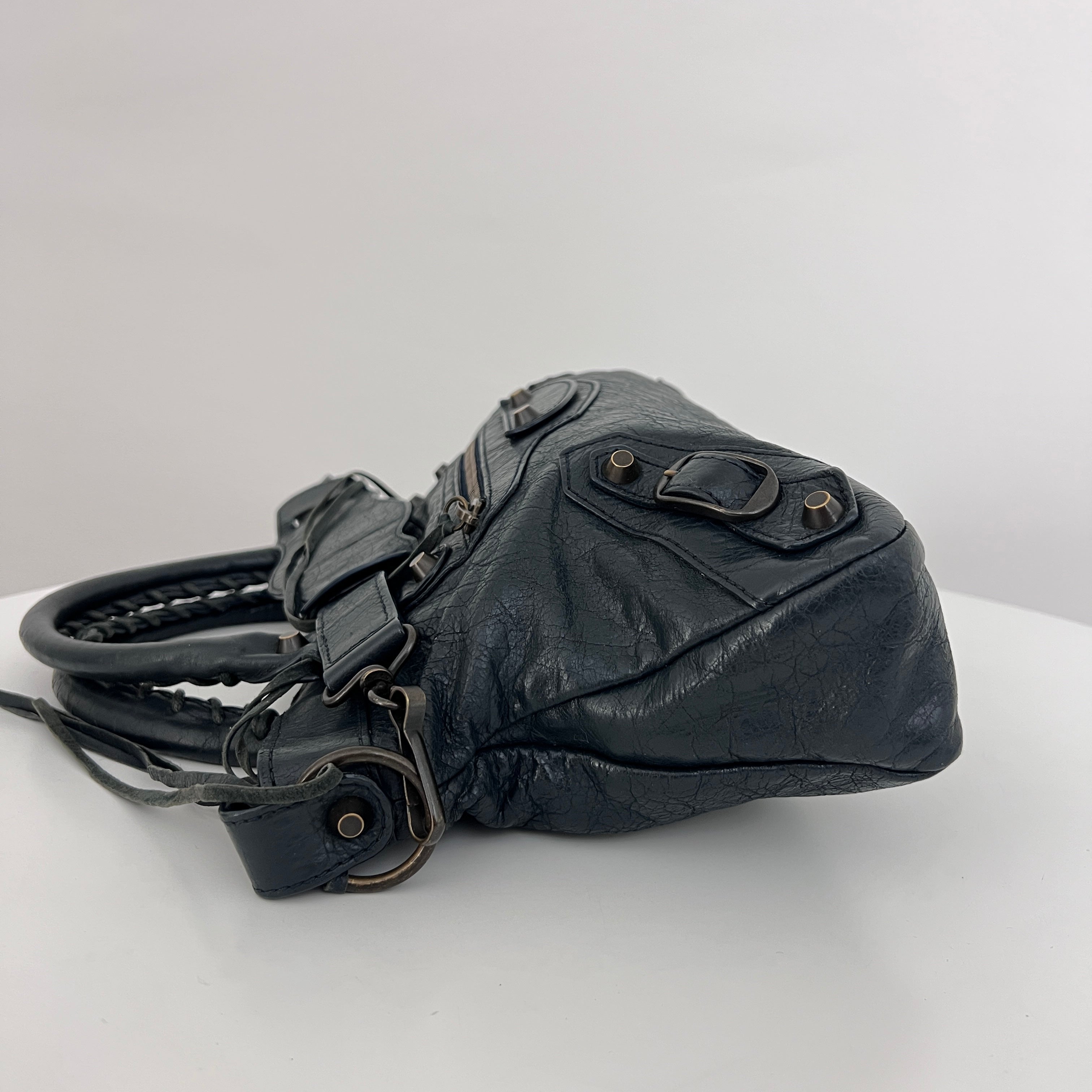 BALENCIAGA The First smooth black leather bag