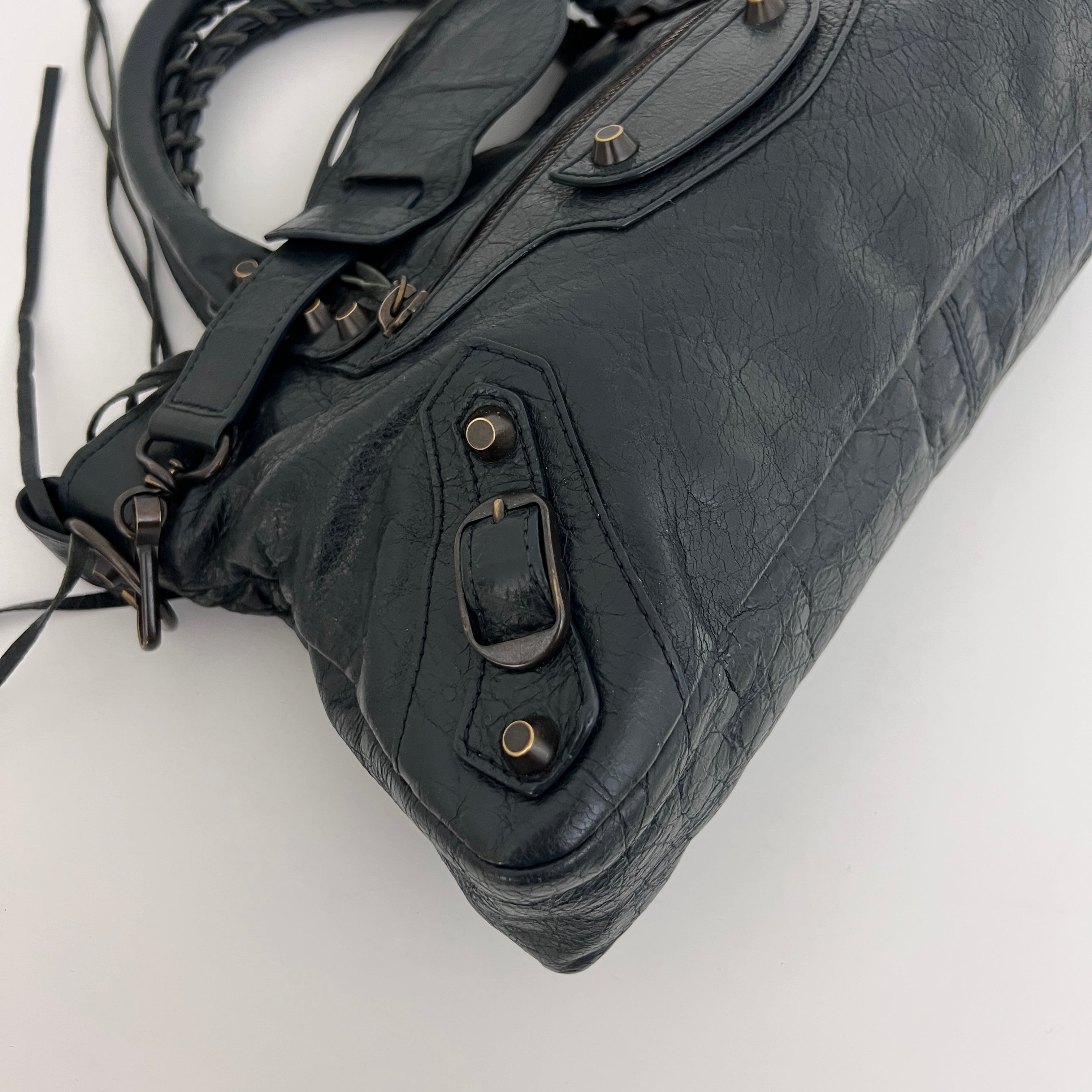 BALENCIAGA The First smooth black leather bag