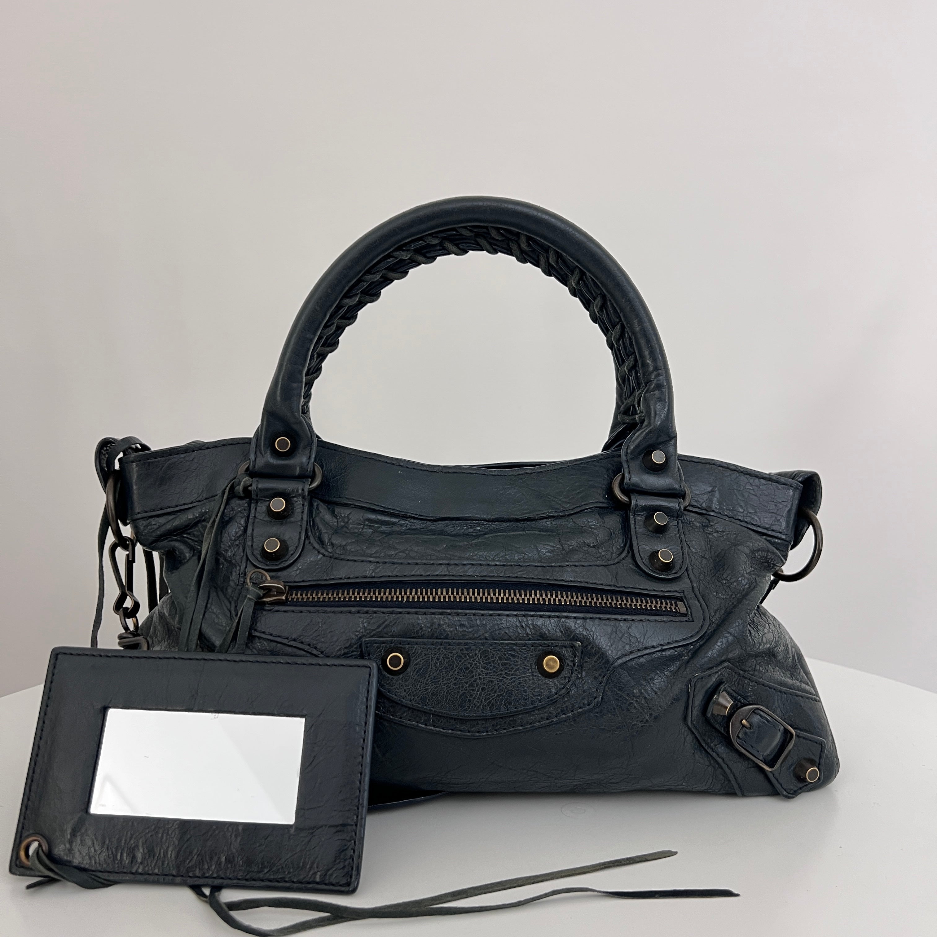 BALENCIAGA The First smooth black leather bag