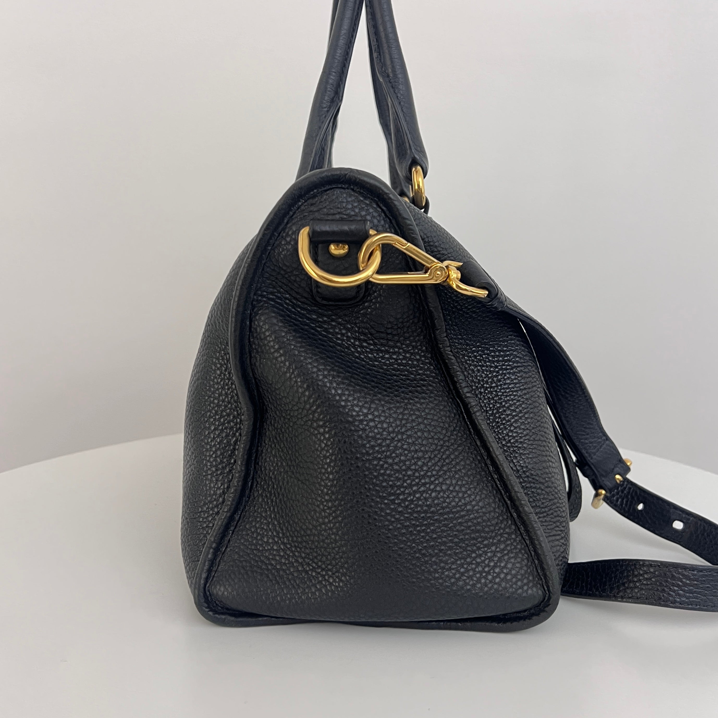 Sac à bandoulière PRADA Vitello Daino cuir grainé noir