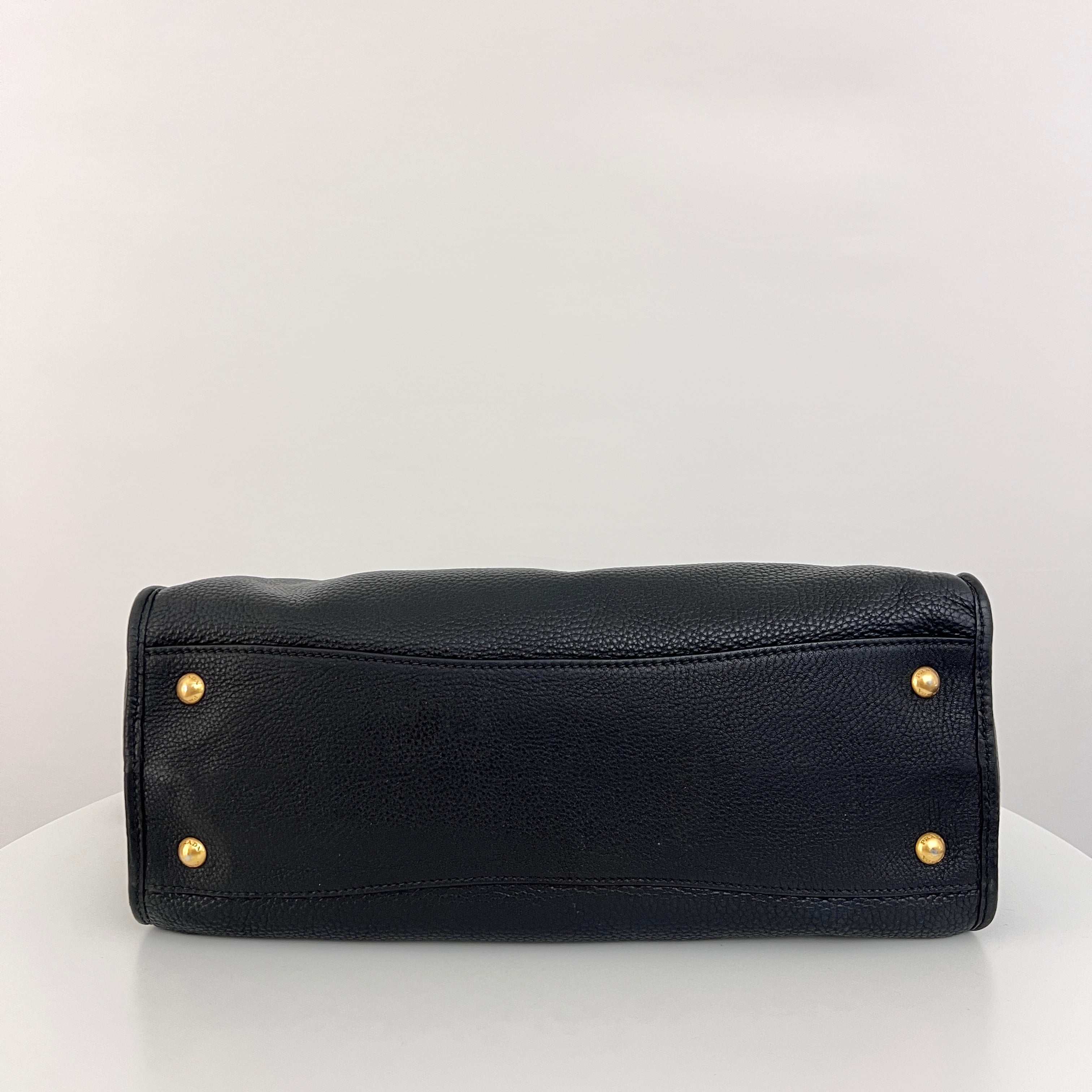 Sac à bandoulière PRADA Vitello Daino cuir grainé noir