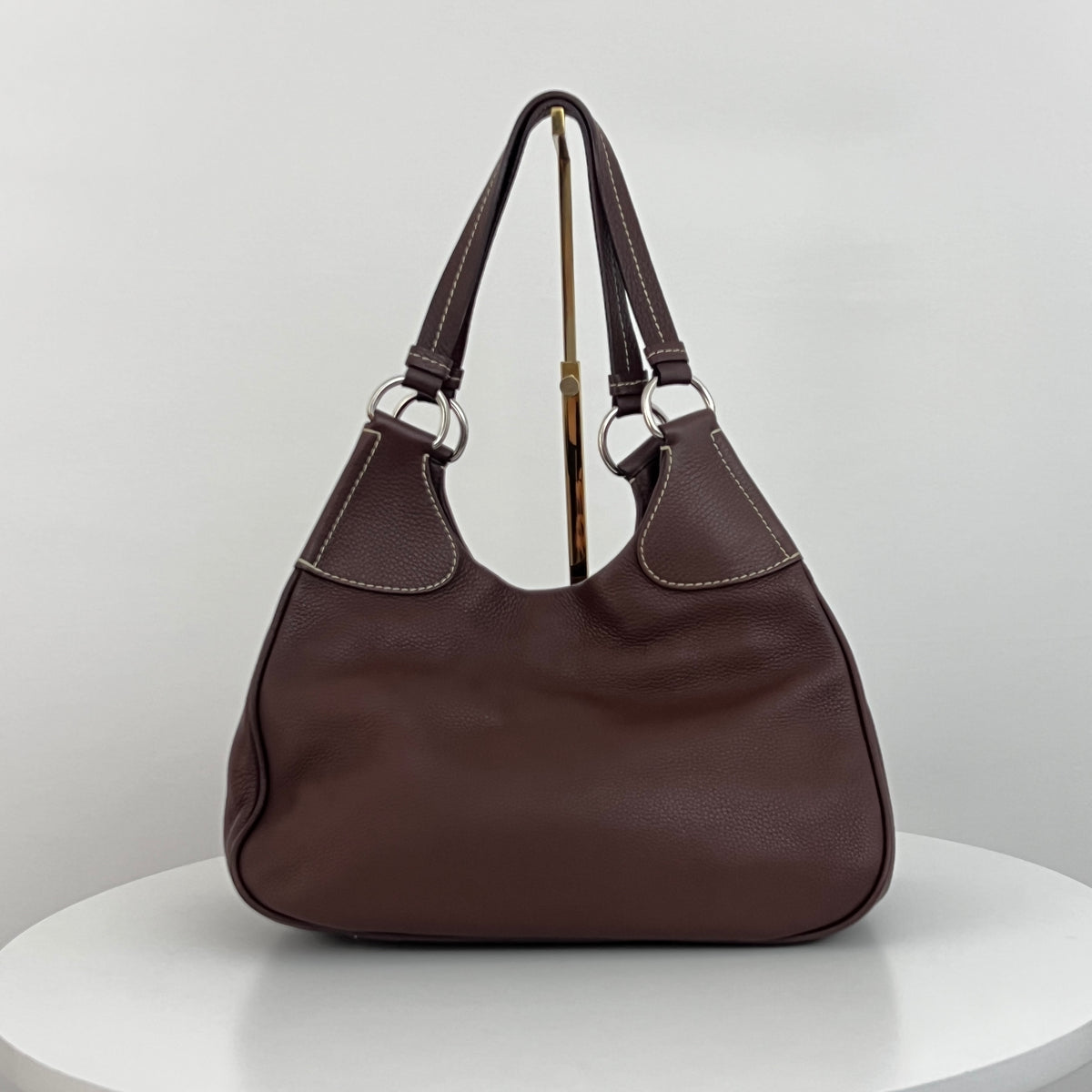 Sac PRADA Vitello Daino Moon cuir grainé marron
