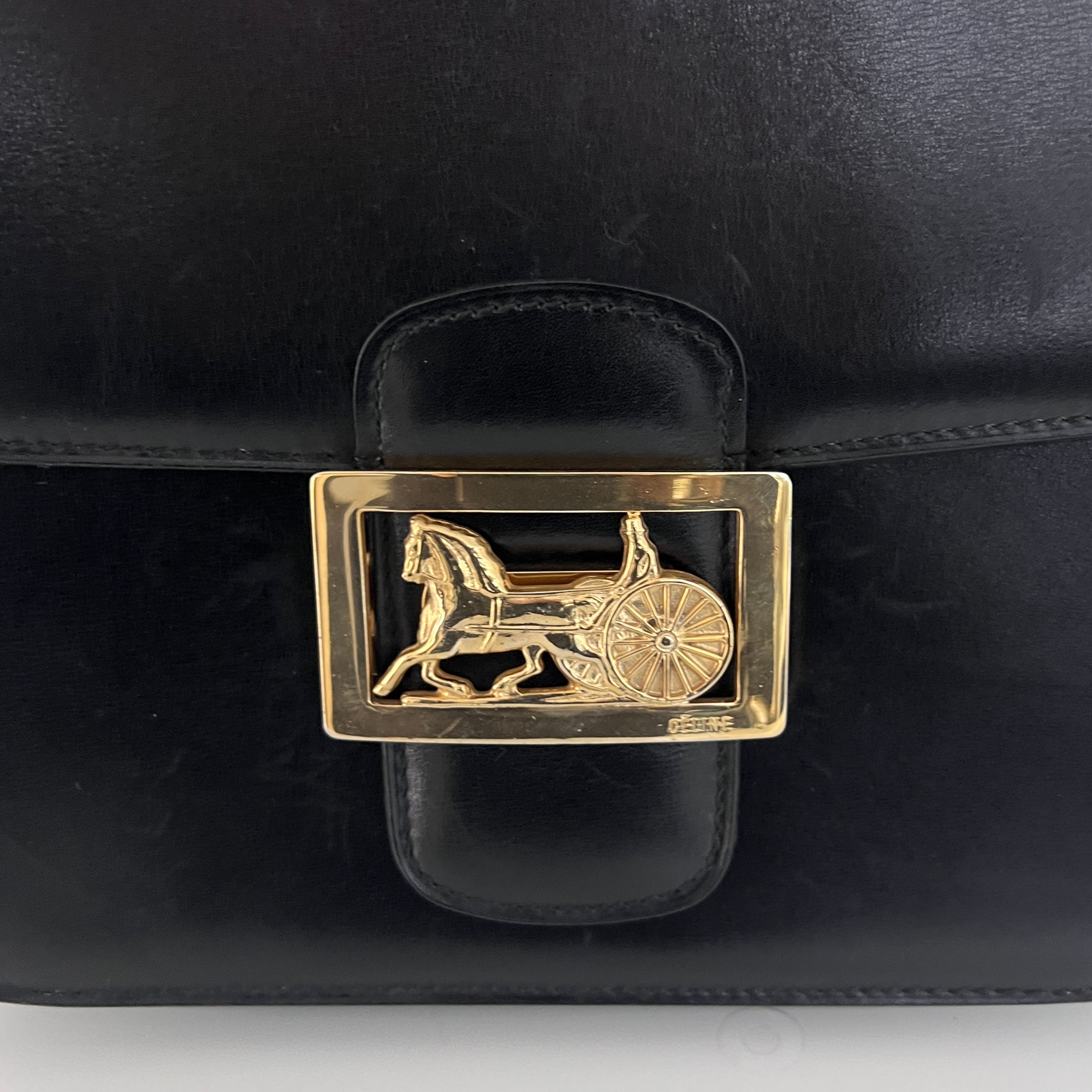 Sac CELINE Triomphe cuir lisse noir