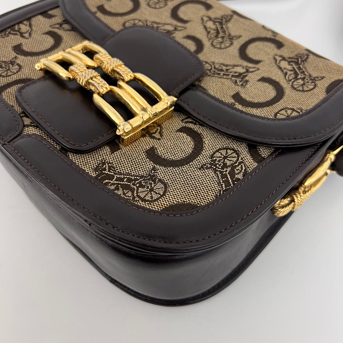 Sac CELINE Triomphe C Carriage toile et cuir marron