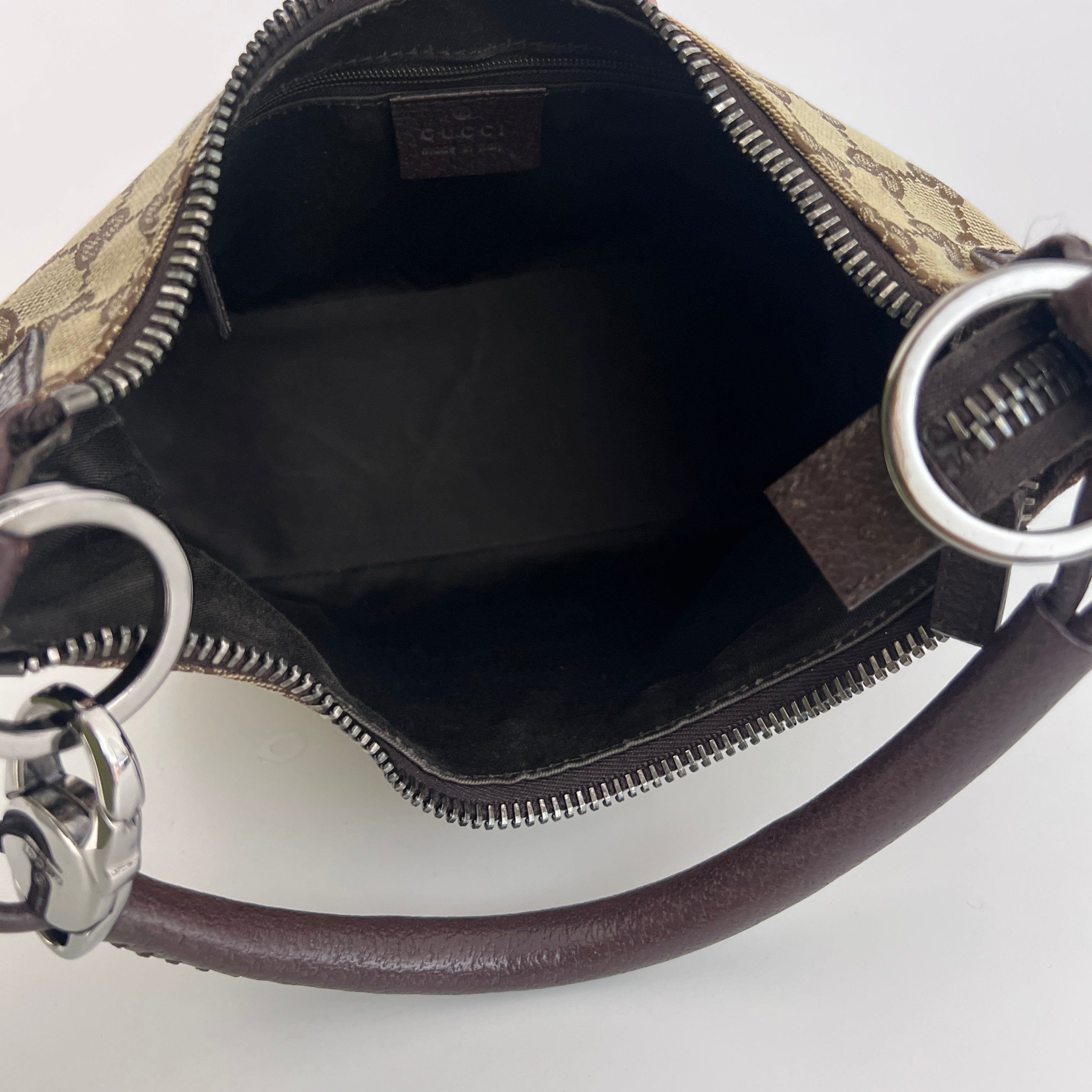 Sac GUCCI Hobo GG toile et cuir marron
