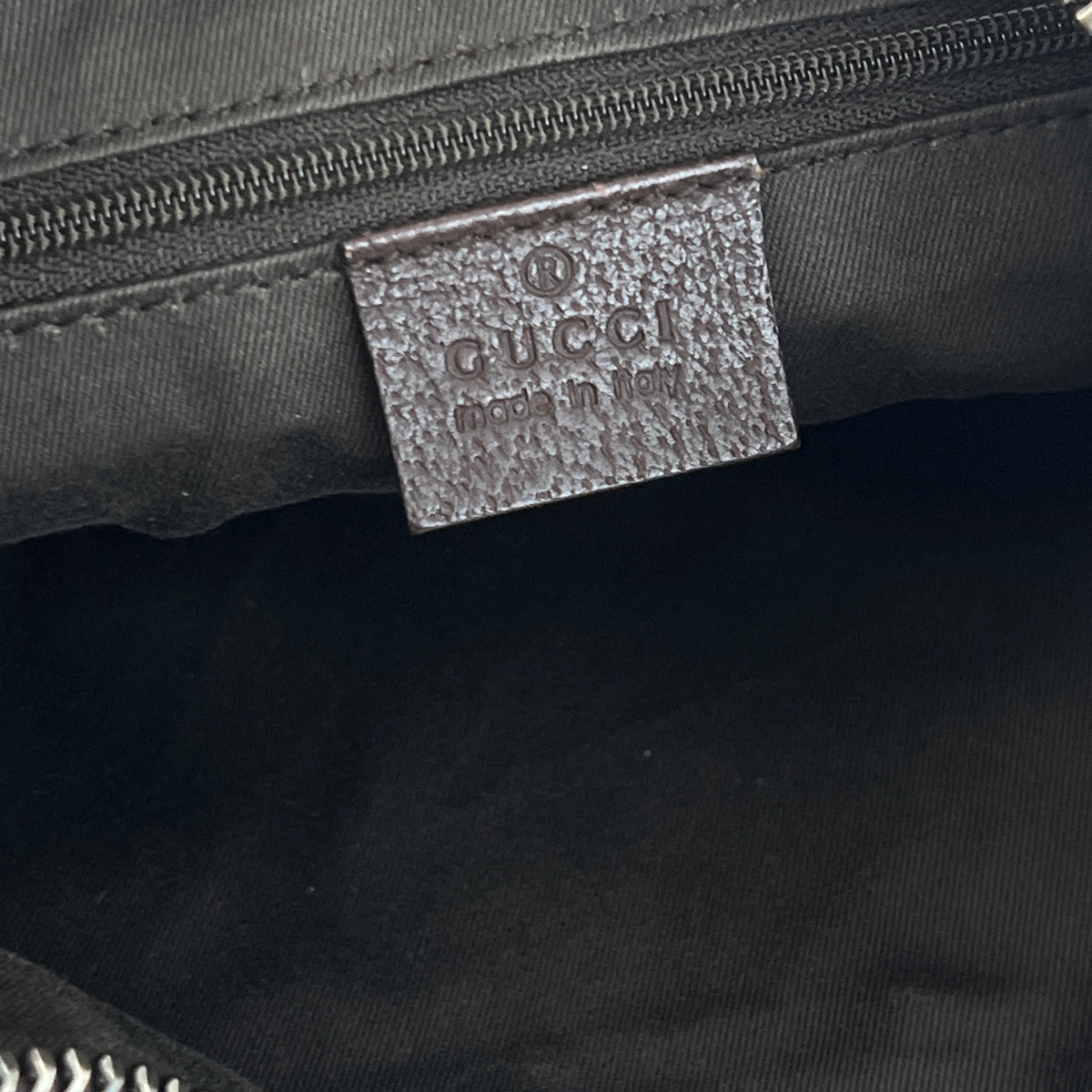 Sac GUCCI Hobo GG toile et cuir marron
