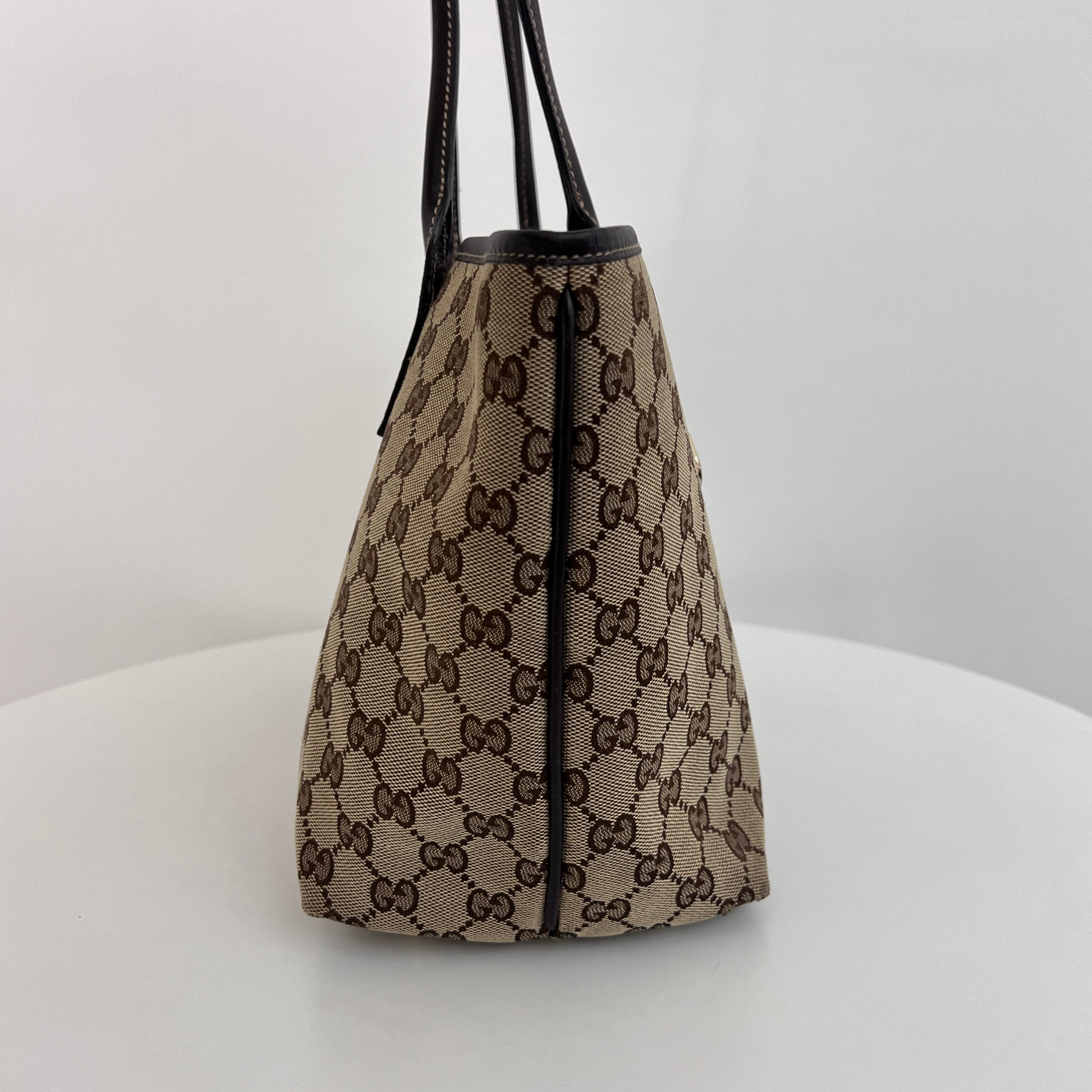 Sac GUCCI Tote toile et cuir marron