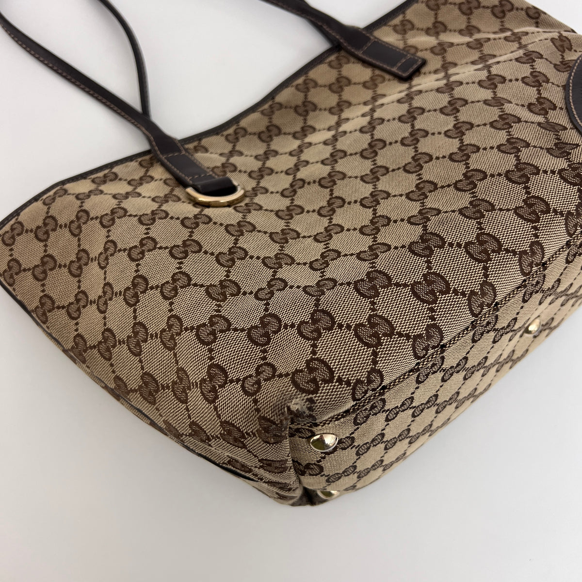 Sac GUCCI Tote toile et cuir marron
