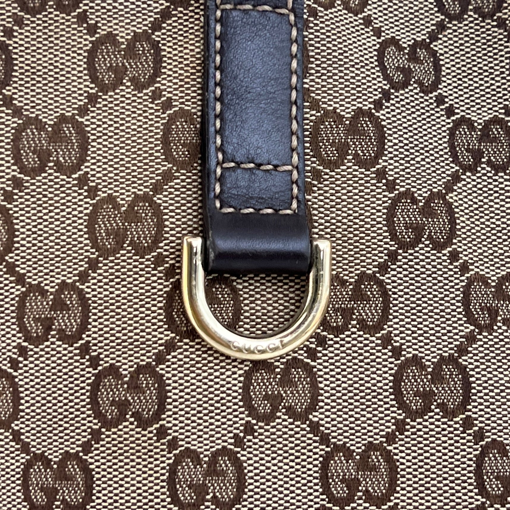 Sac GUCCI Tote toile et cuir marron