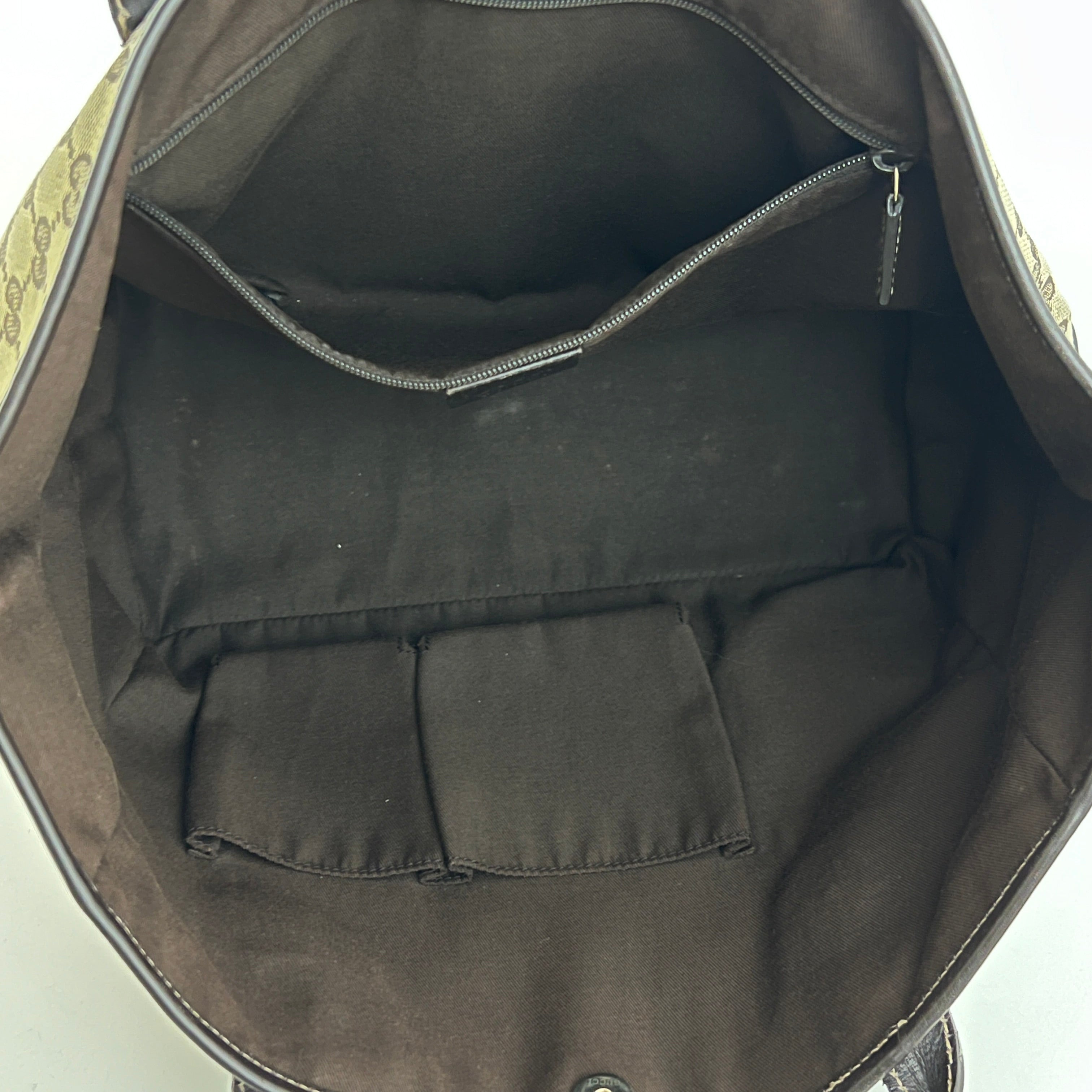 Sac GUCCI Tote toile et cuir marron