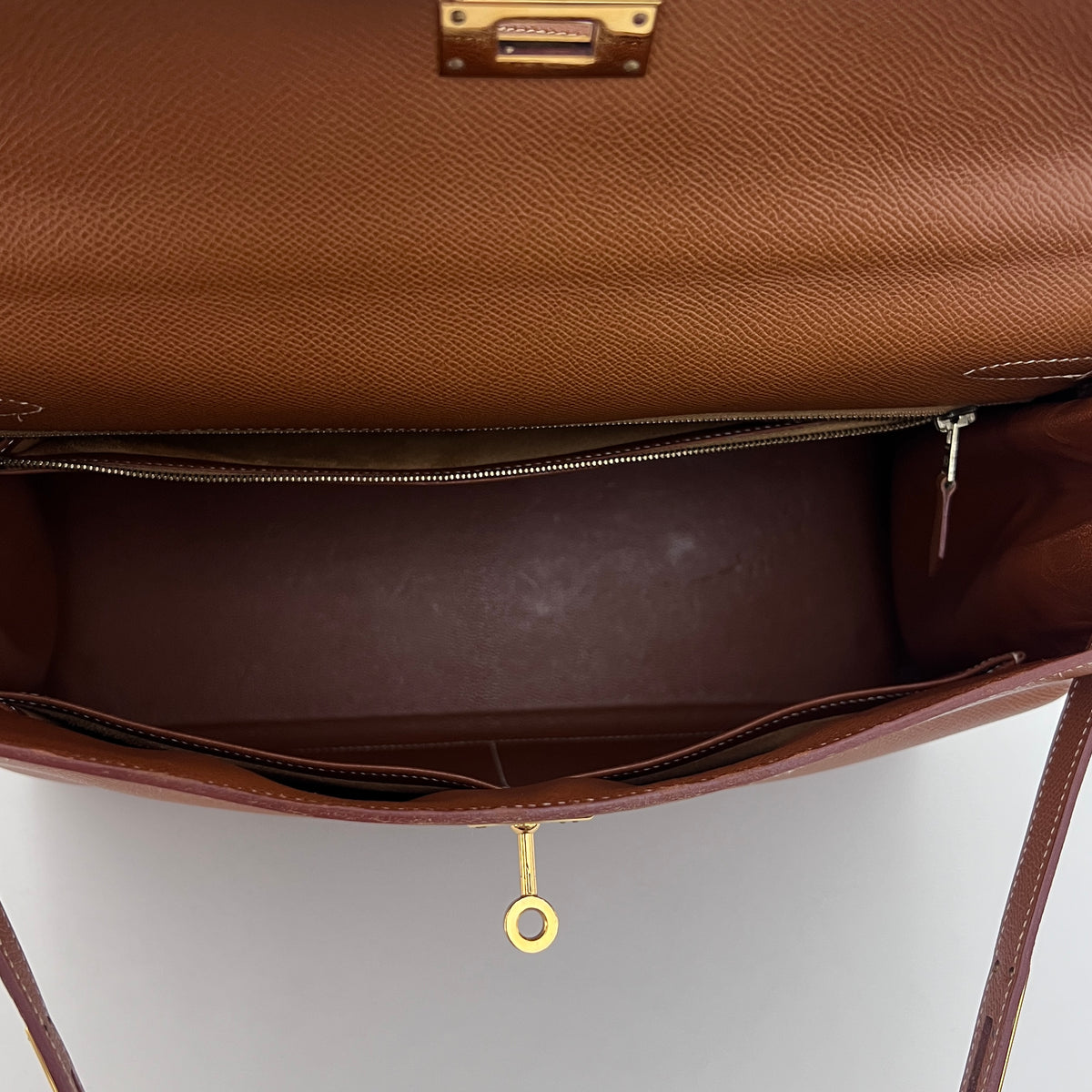 Sac à bandoulière HERMÈS Kelly 35 cuir courchevel retourné marron