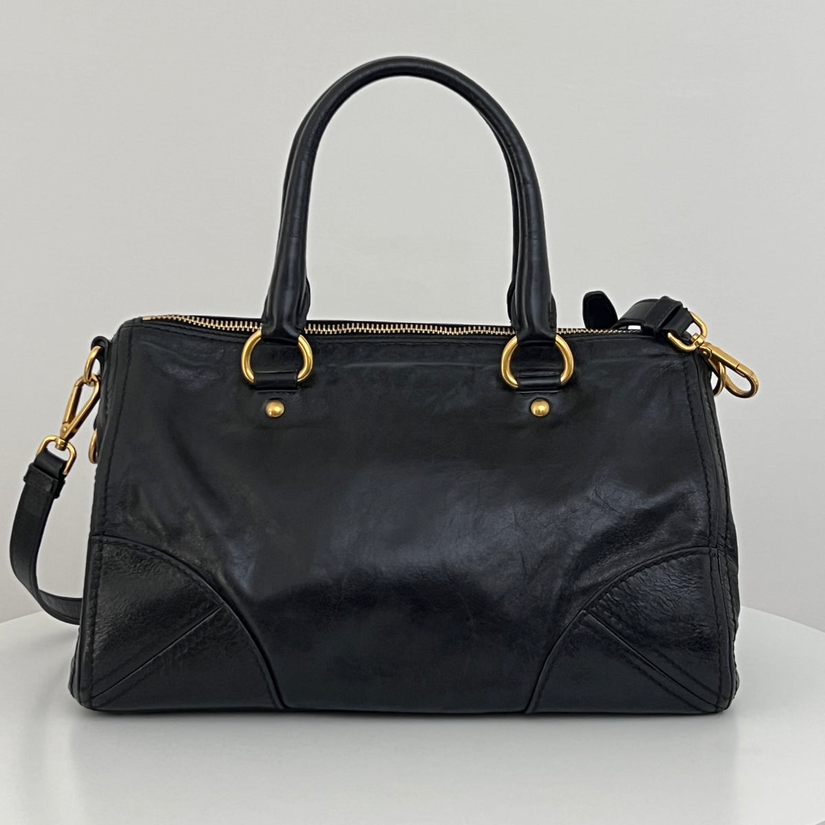 Sac à bandoulière PRADA Bonnie cuir lisse noir