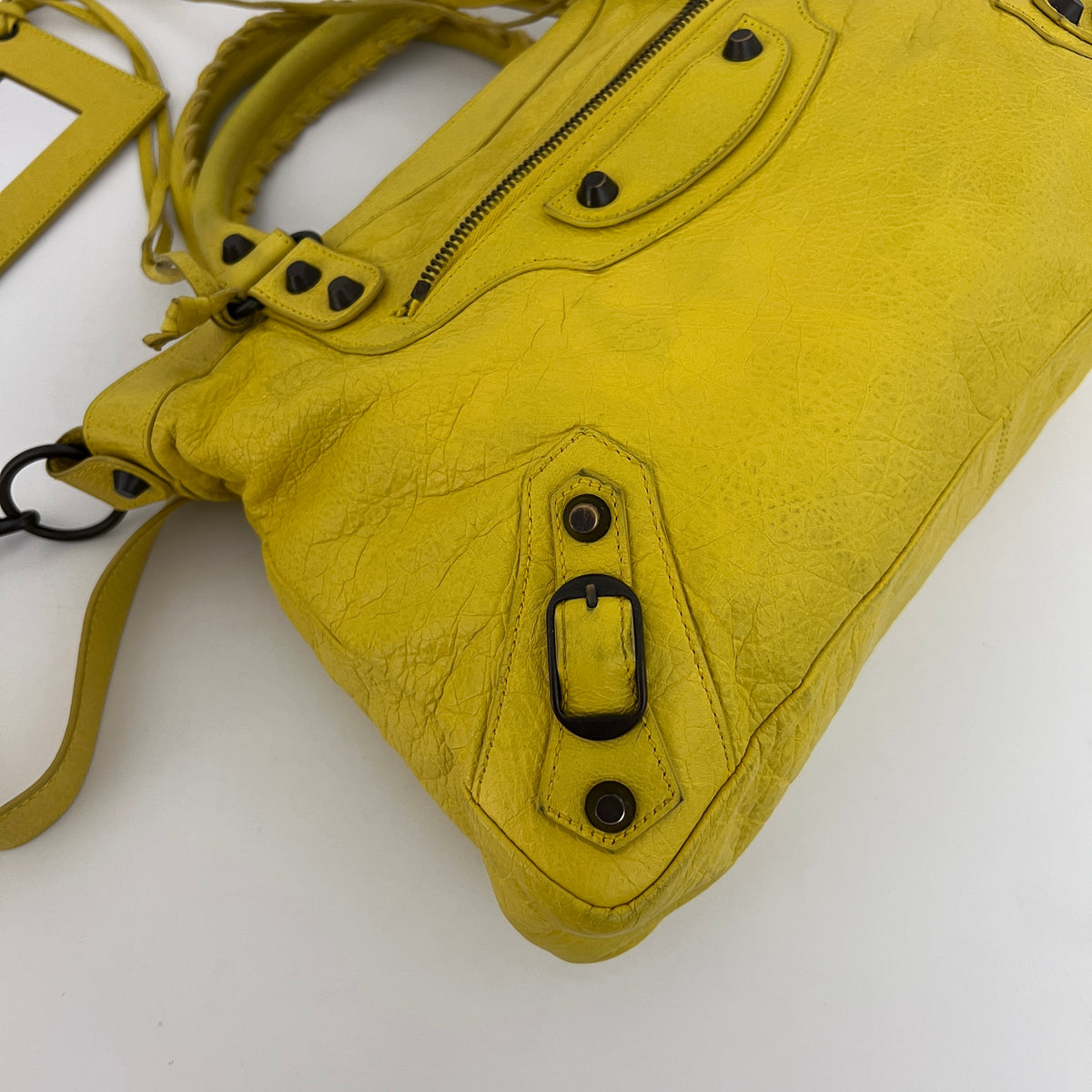 Sac BALENCIAGA The First cuir lisse jaune