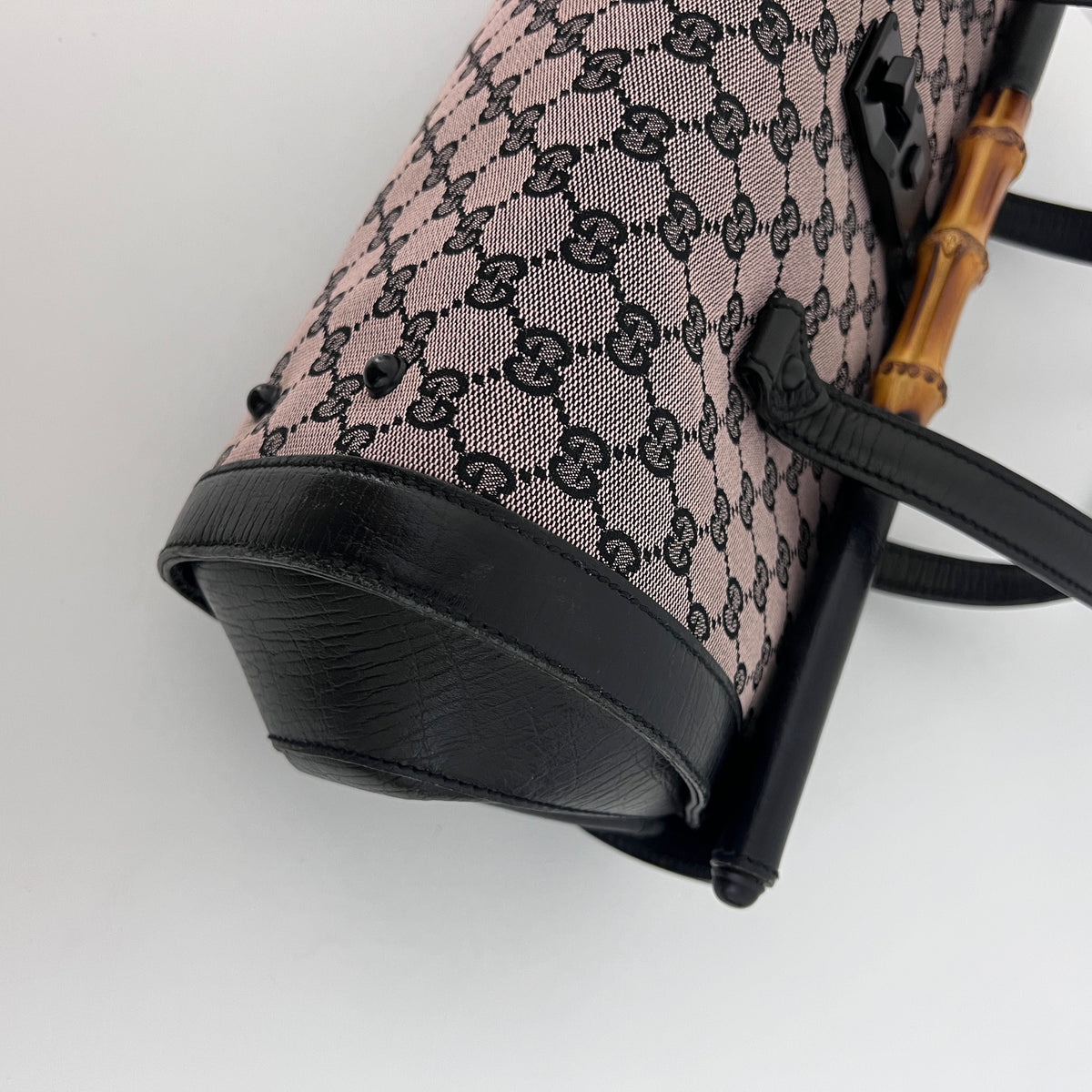 Sac GUCCI Bamboo Bullet toile et cuir noir