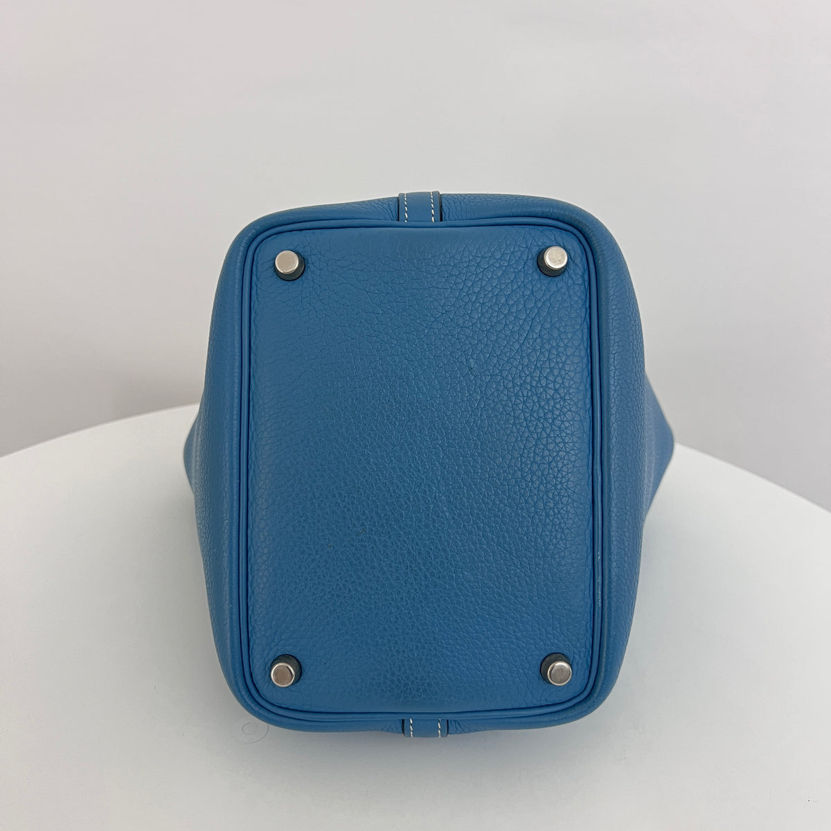 Sac HERMÈS Picotin PM cuir grainé bleu