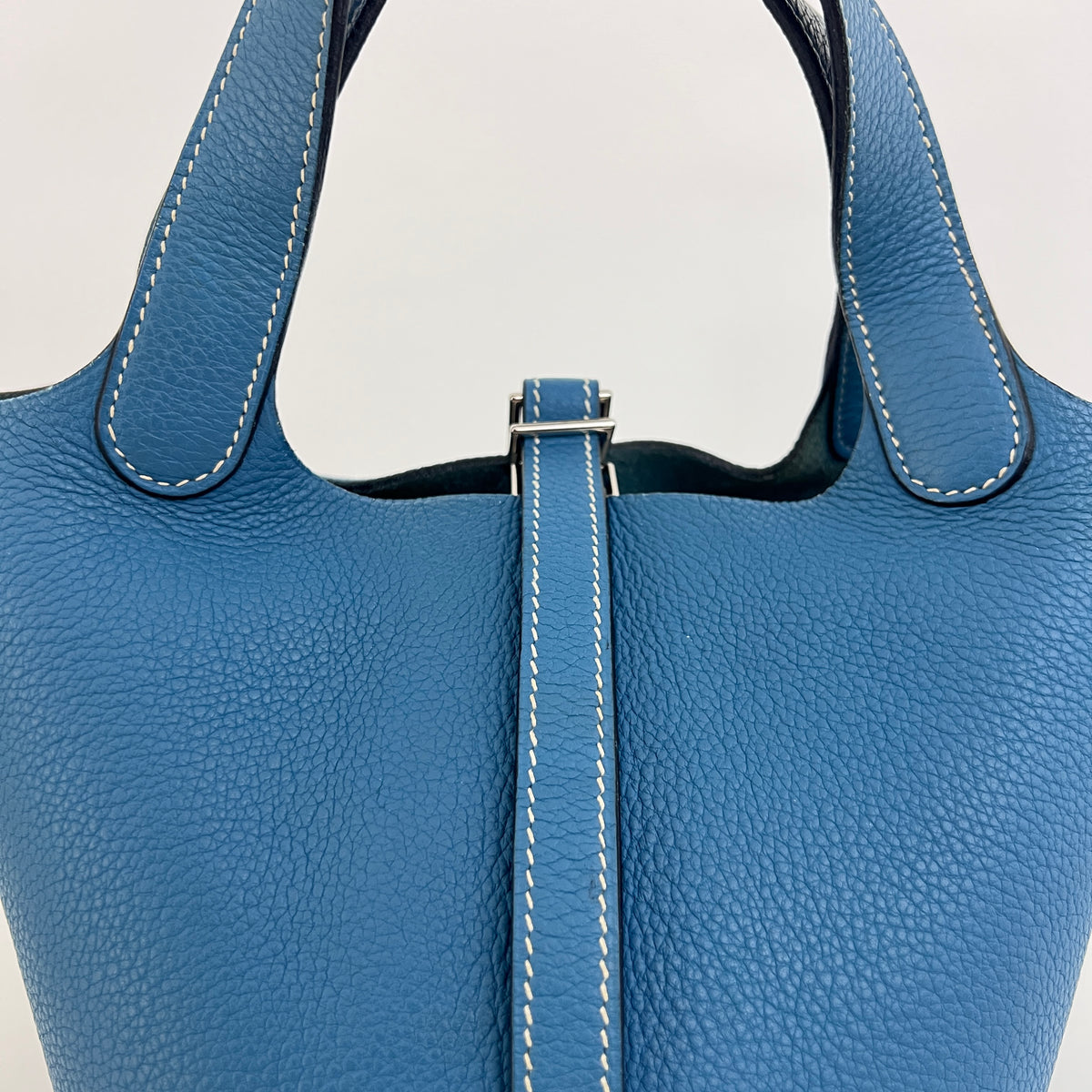 Sac HERMÈS Picotin PM cuir grainé bleu