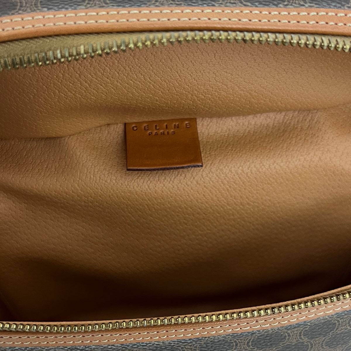 CELINE vanity case in brown canvas and leather