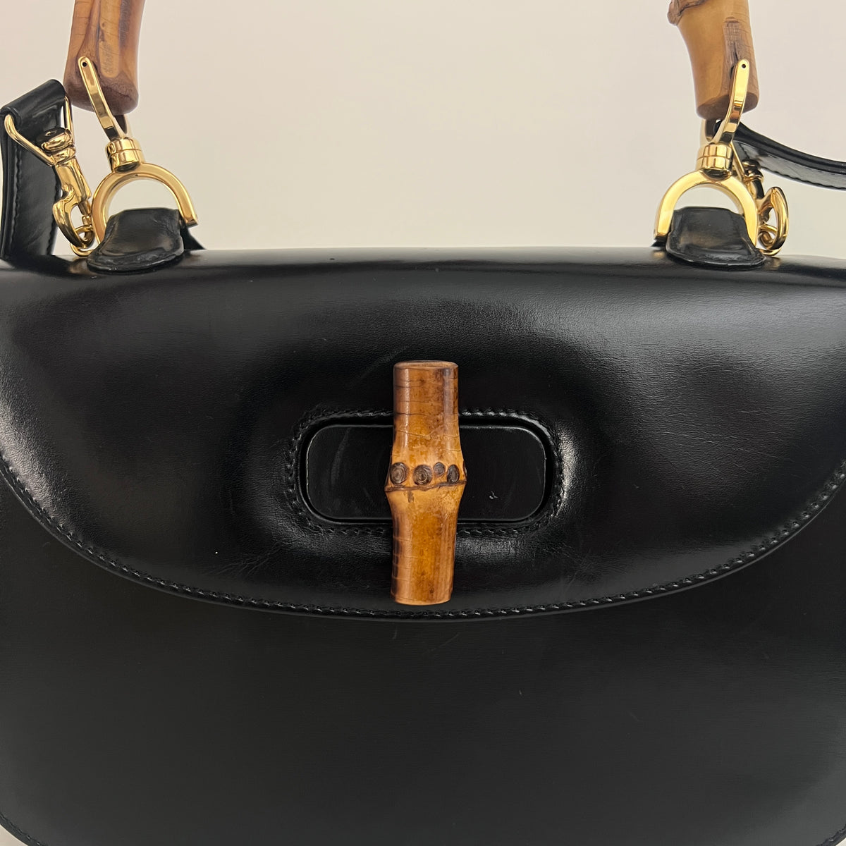 Sac à bandoulière GUCCI Bamboo 1947 Moyen cuir lisse noir
