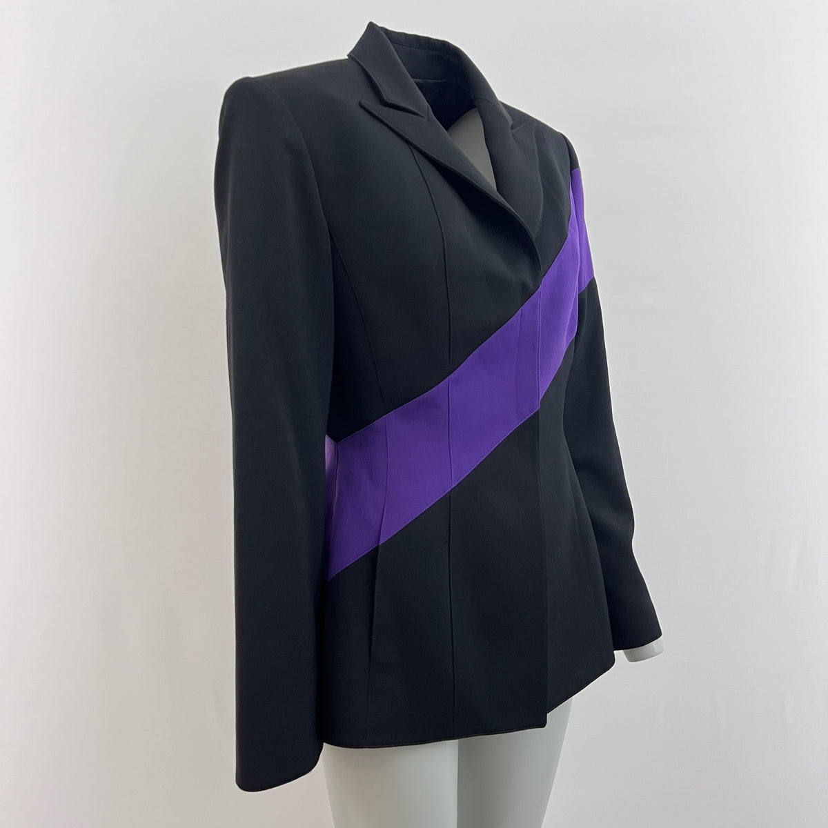 Veste Thierry Mugler Couture vintage circa 1990 noire et violette en laine Taille M