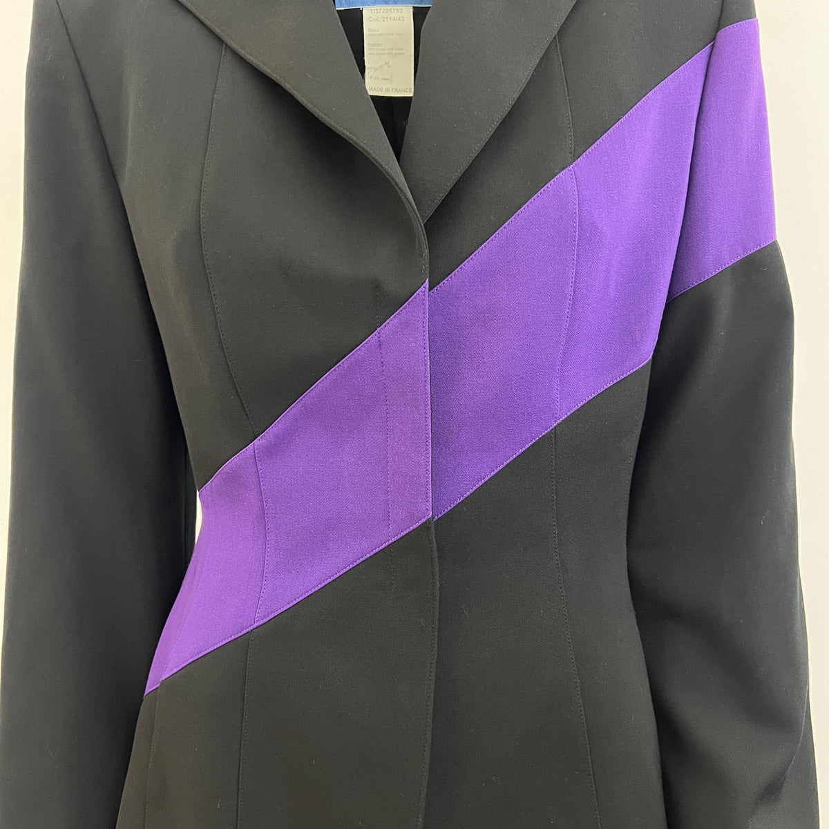 Veste Thierry Mugler Couture vintage circa 1990 noire et violette en laine Taille M