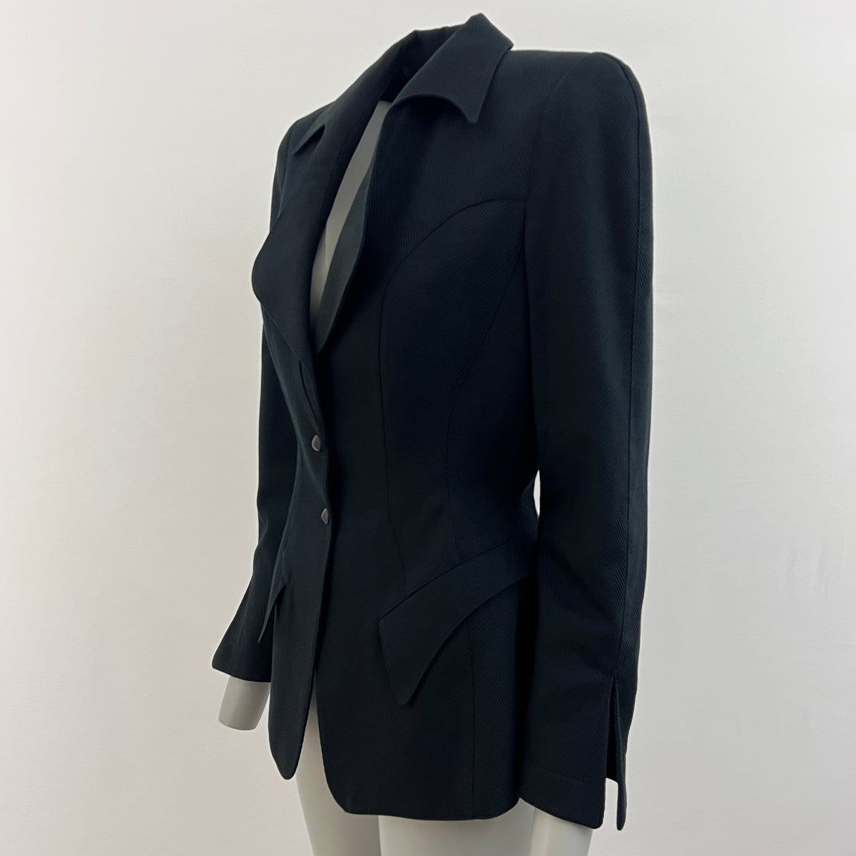 Veste Thierry Mugler vintage circa 1990 noire en coton Taille S