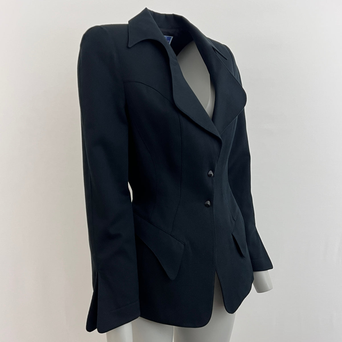Veste Thierry Mugler vintage circa 1990 noire en coton Taille S