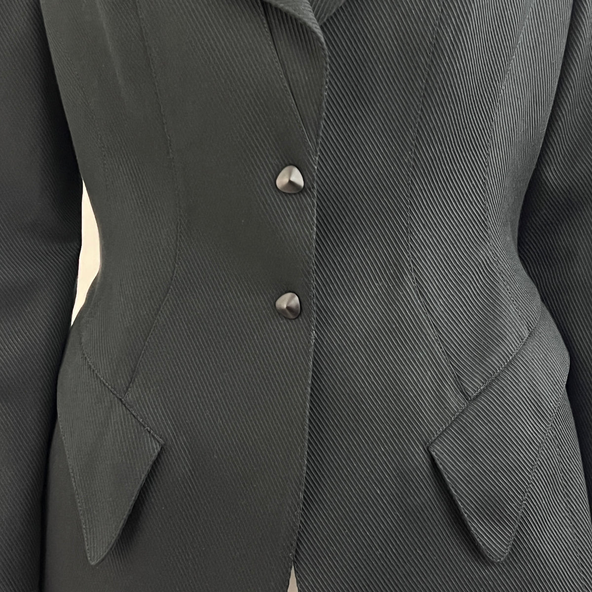 Veste Thierry Mugler vintage circa 1990 noire en coton Taille S