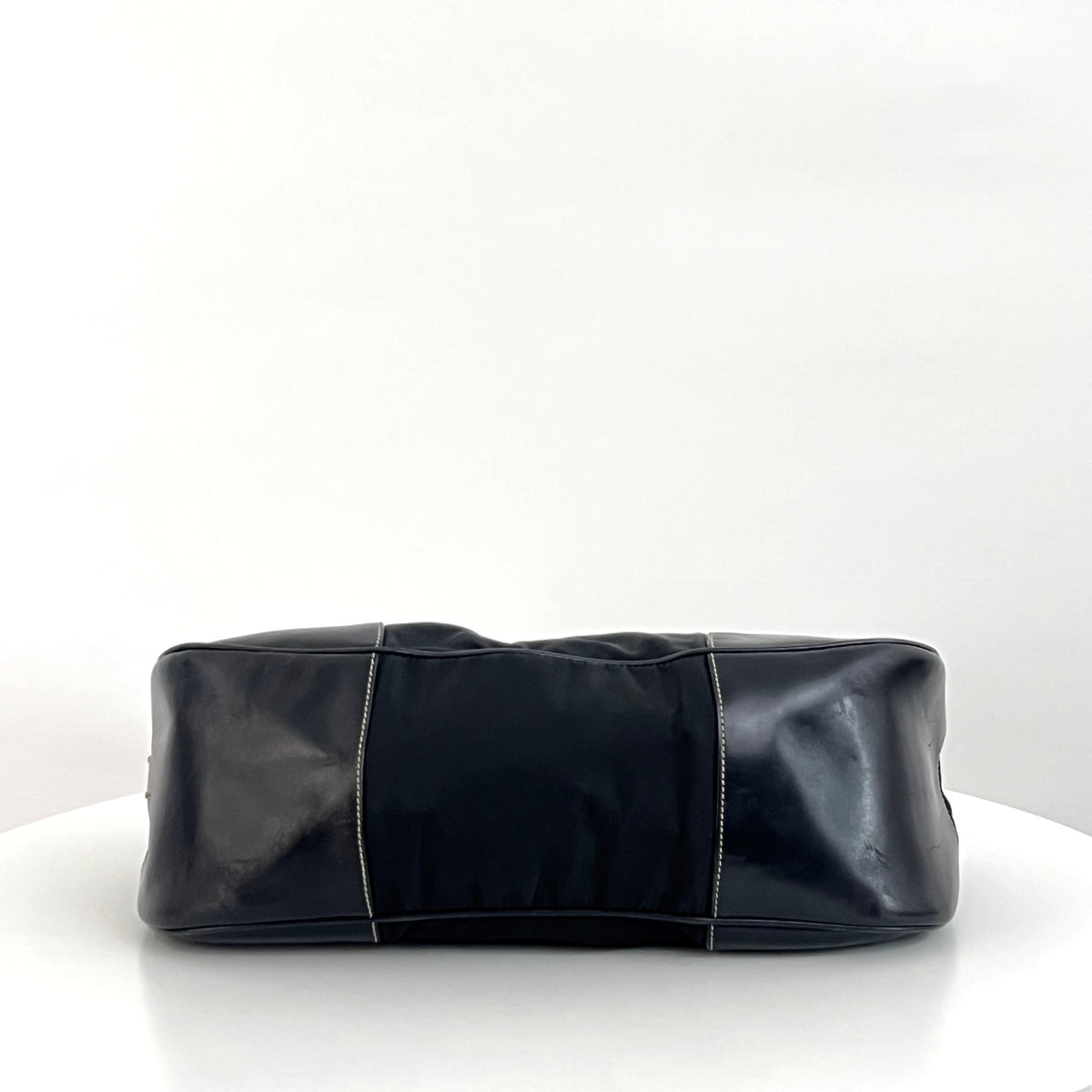 Sac PRADA Hobo nylon et cuir noir
