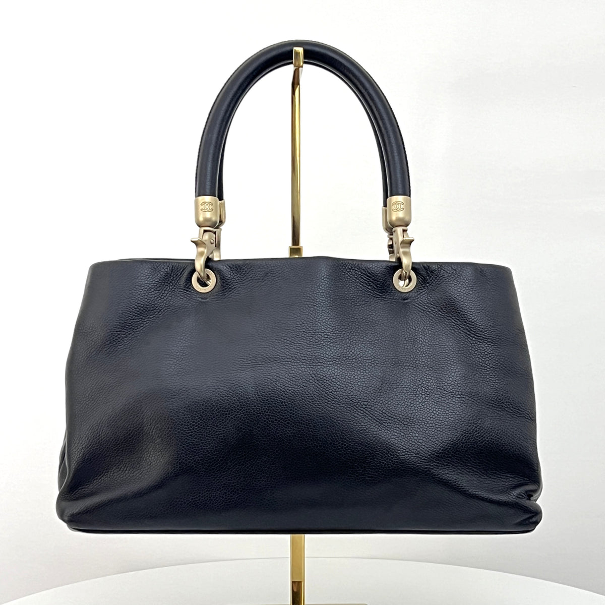 Sac CHANEL Tote Top Handle cuir caviar noir vintage 2003-2004